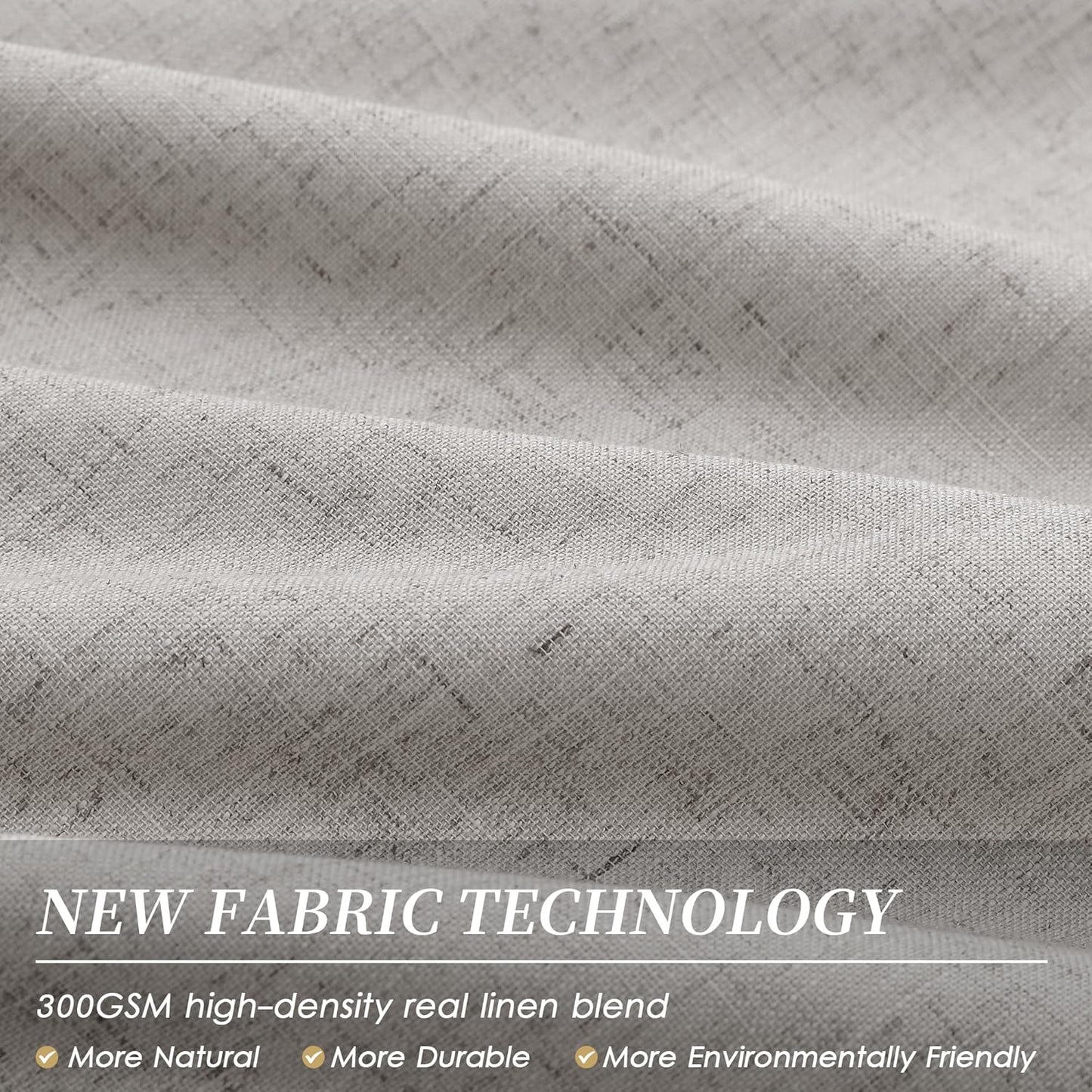 BOODII Linen Blackout Curtains for Bedroom 72 Inch Length 2 Panels Set Room Darkening Curtains Silver Gray Black Out Curtain Neutral Thermal Insulated Living Room Nursery Drapes Back Tab 52x72