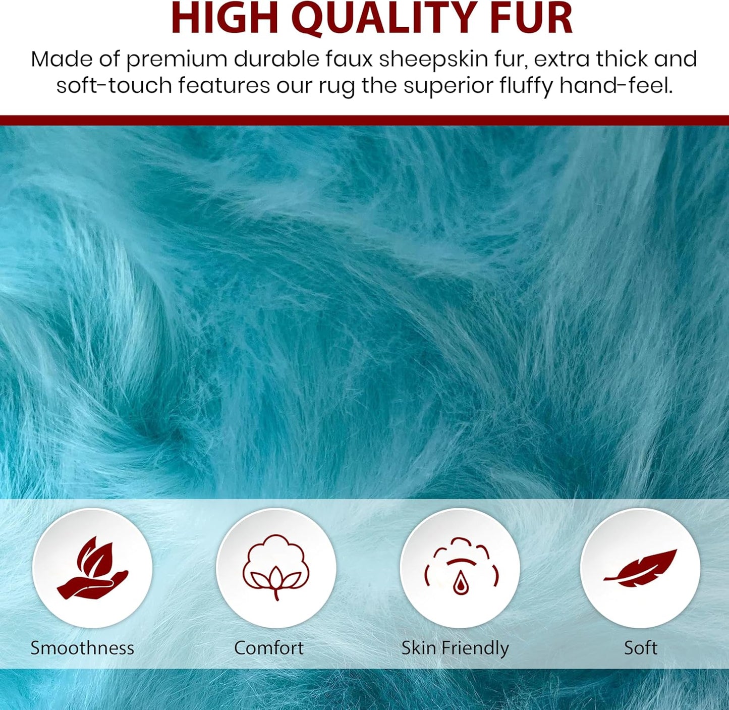 LAMBZY Faux Sheepskin Super Soft Hypoallergenic Free Shape Silky Shag Rug, Luxury Shaggy Plush Carpet for Bedrooms Living Kids Room Sofa Rugs (Blue, Octo 8 Pelts 6'x8')