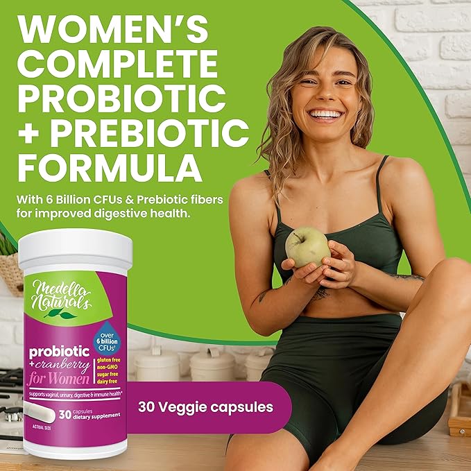 Women’s Probiotic + Prebiotic with Cranberry 6 Billion 4-Strain Prebiotic 30 Veggie