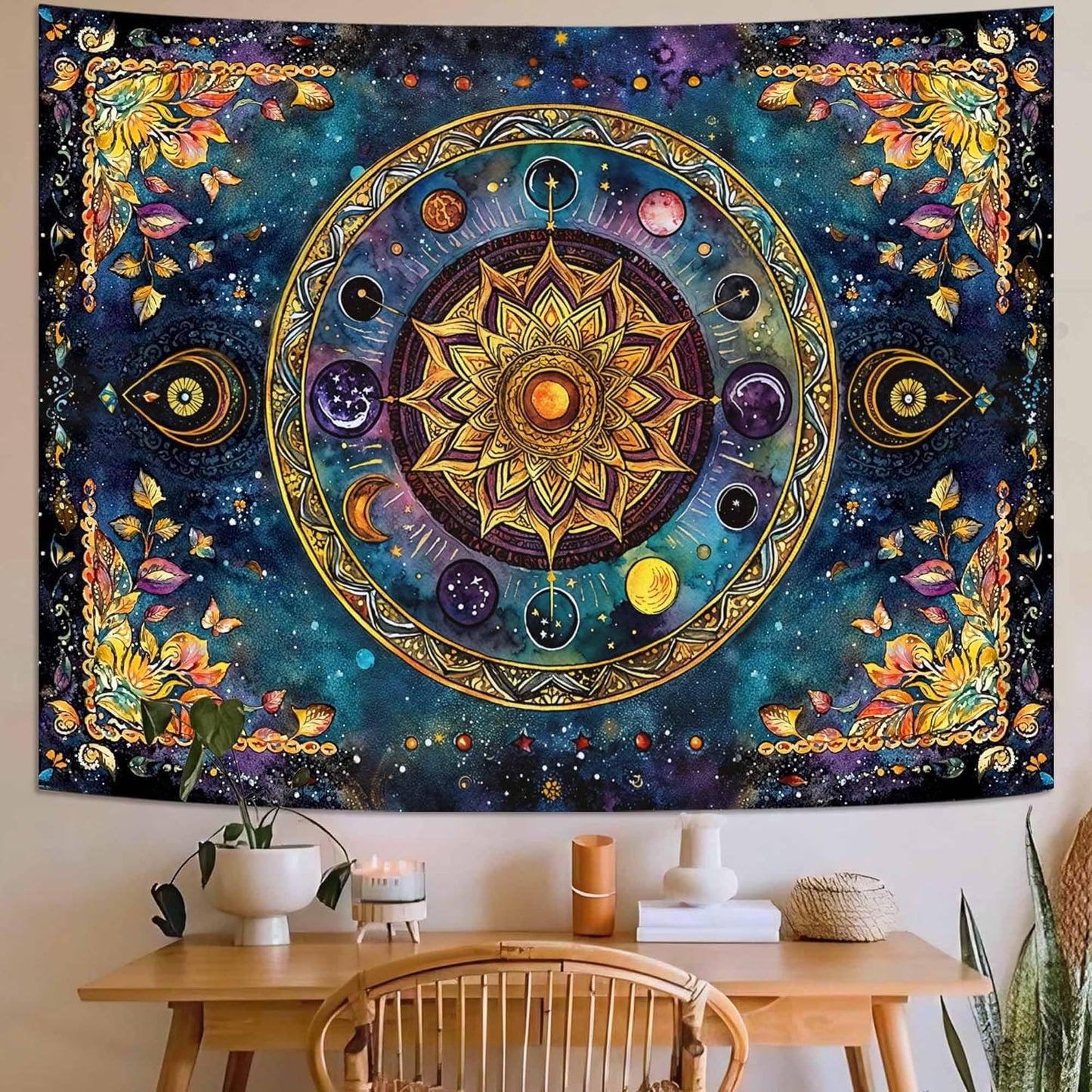Lunerfex Mandala Solar System Tapestry Boho Tapestry for Bedroom Galaxy Tapestries Wall Hanging Living Room Wall Art and Home Decor 44x60
