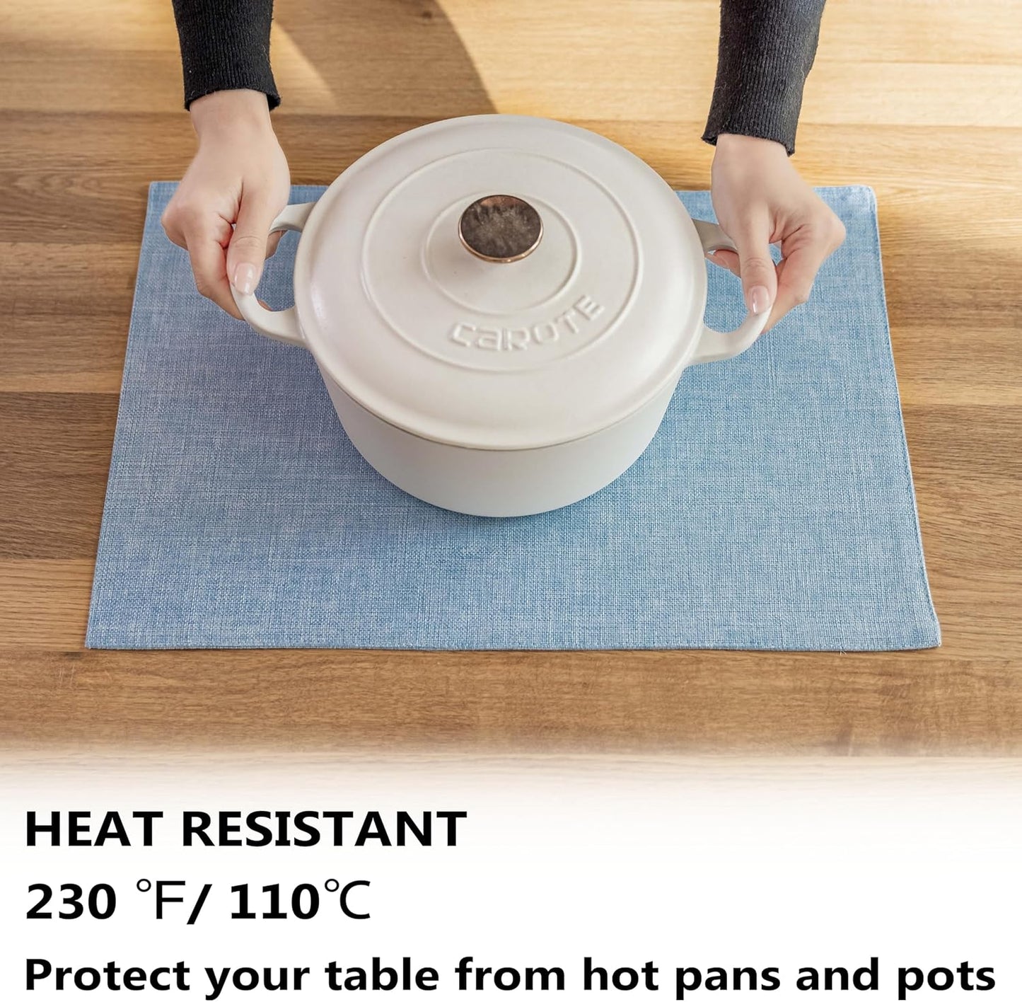 Demetex Blue Placemats Set of 4 Heat Resistant Place Mats Linen Cloth Placemat Dining Table Mats for Kitchen Plate Tables, Blue