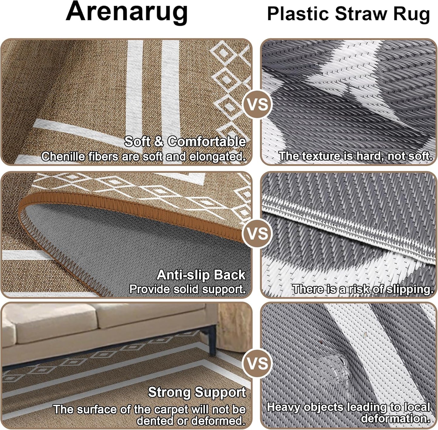 Outdoor Patio Rug, Outside Rectangular Carpet, Moroccan Geometric Rugs, Washable Large Indoor Outdoor Rug 8x10 Mats for RV, Picnic, Backyard, Deck, Balcony, Porch, Beach