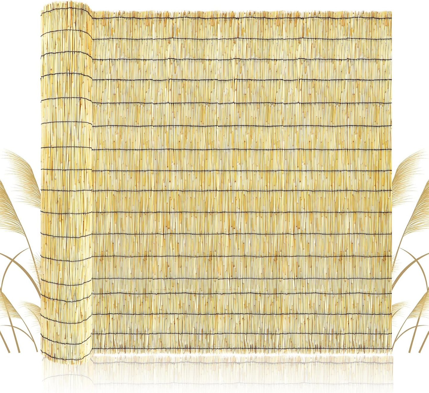 ZNCMRR Bamboo Fencing Decorative Natural Reed Fencing Rolls Bamboo Fence 4 Feet High Privacy Screen Curtains for Balcony Patio Backyard Garden Outdoor 4FT X 16.4FT(Yellow)