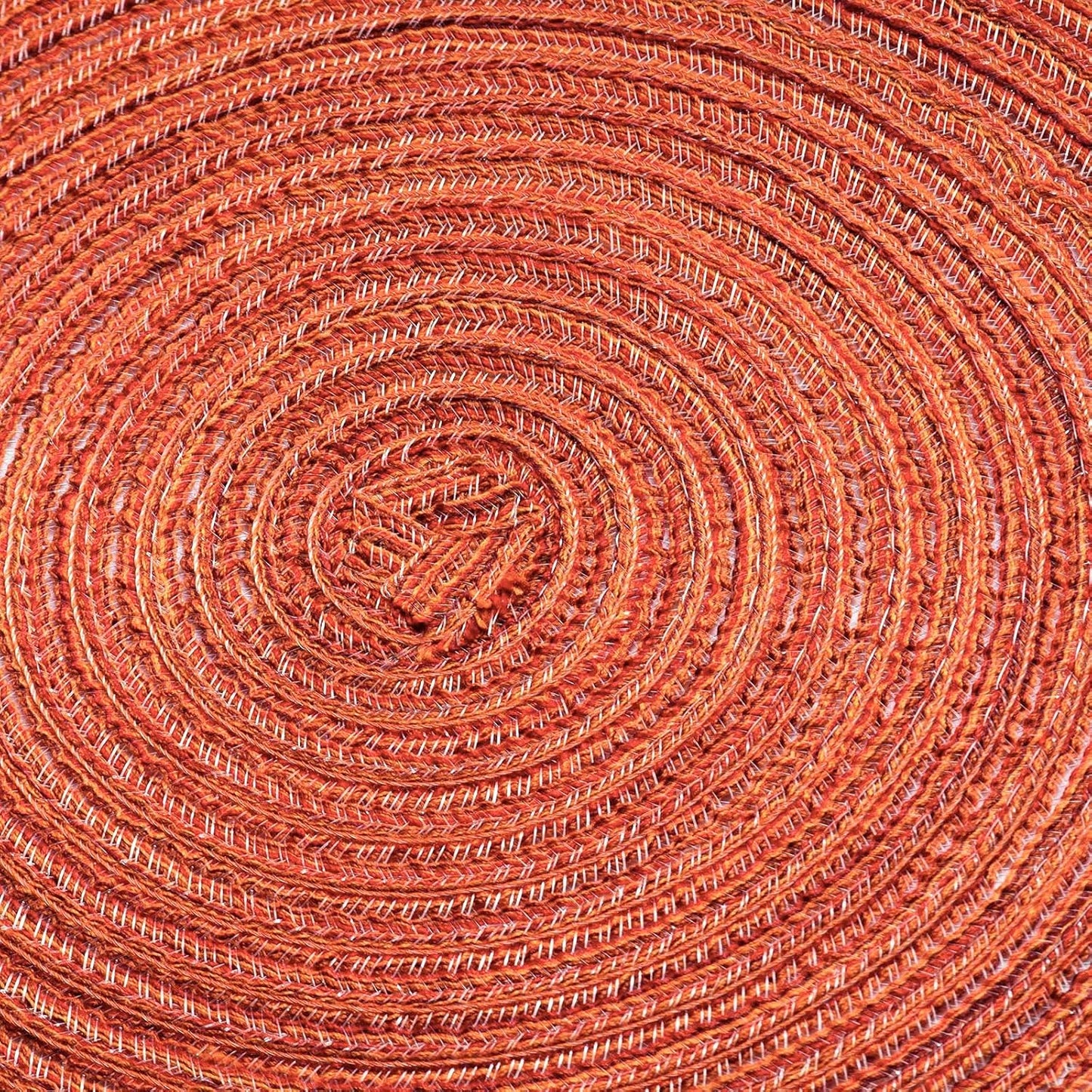 AHHFSMEI Round Braided Placemats Set of 6 Round Table Mats for Dining Tables Natural Woven Heat Resistant Place mats 15 Inch (Dark Orange)