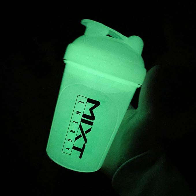 MIXT Energy Shaker Bottle, 16 oz. Shaker Bottle, BPA Free & Lid Mixing Technology (16 oz, Glow in the Dark)