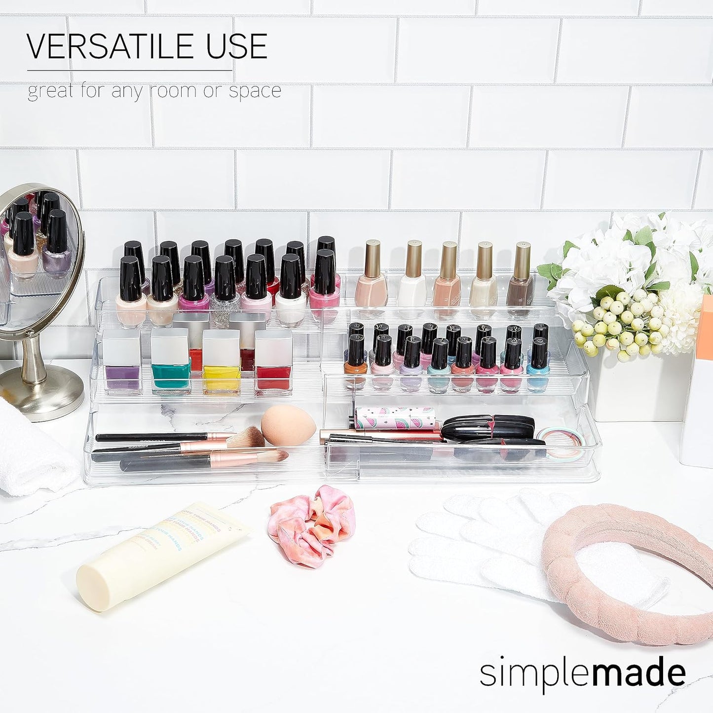 SIMPLEMADE 3-Tier Spice Rack Organizer - Versatile Storage Shelf for Kitchen, Bathroom, Bedroom & Office, Set of 1, Expandable Clear