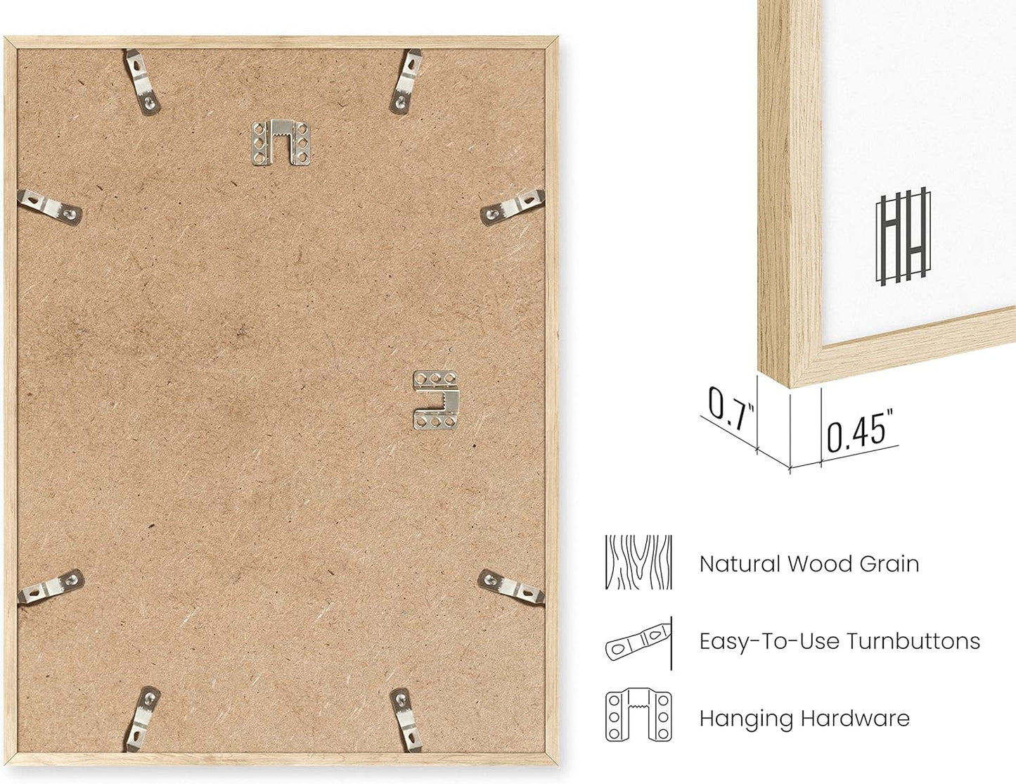 HAUS AND HUES Beige Oak Wood 9x12 Picture Frame - Modern Wood Wall Art Display - Lightweight 9x12 Frame for Art Prints, Photos, Posters - Ready-to-Hang Vertically & Horizontally
