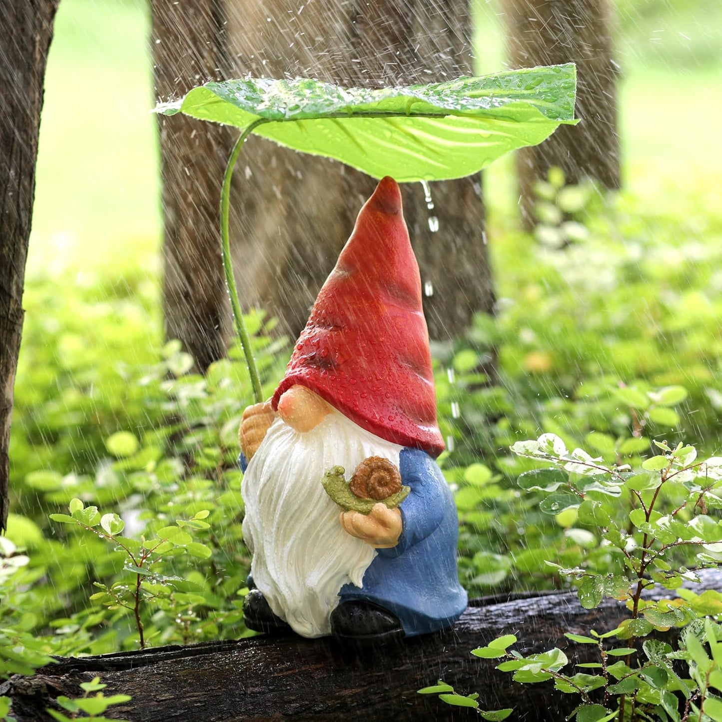Garden Gnome Statue Decoration with Leaf Umbrella, 7.5” Figurine Ornament for Indoor Outdoor Home Patio Yard Lawn, for Gnome Lovers & Garden Enthusiasts,Mom,Women