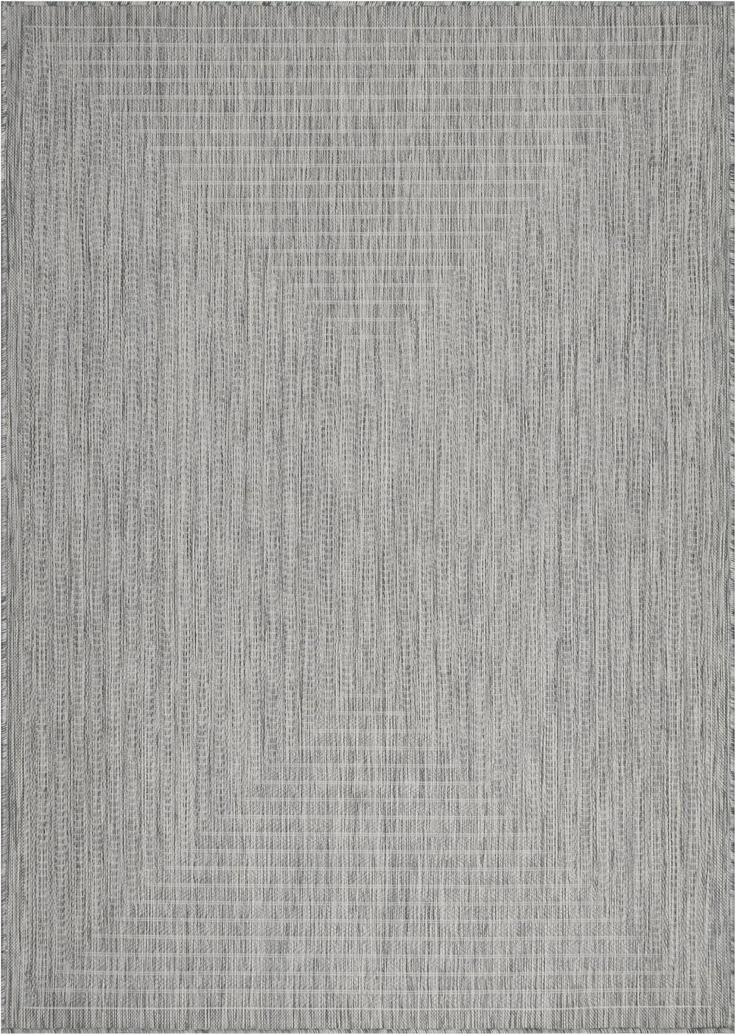 Adiva Rugs Outdoor Indoor Area Rug, Weather Resistant, Easy to Clean, Stain Resistant Floor Mat for Dining Room, Backyard, Deck, Patio (Silver Weiss, 6' x 9')