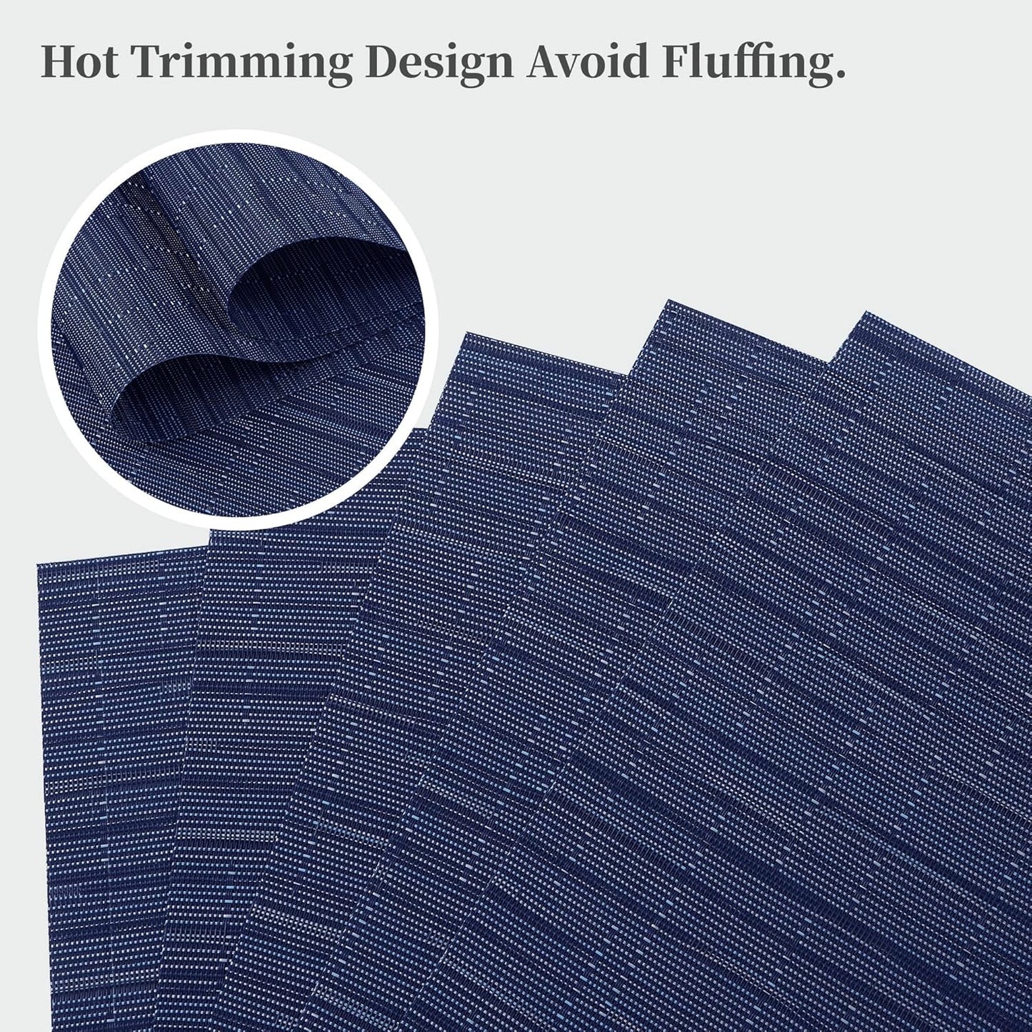 Leetaltree Blue Placemats Set of 6 - Heat Resistant Non-Slip Place mats for Dining Table, Washable Durable PVC Vinyl Woven Table Mats(Blue, 6)