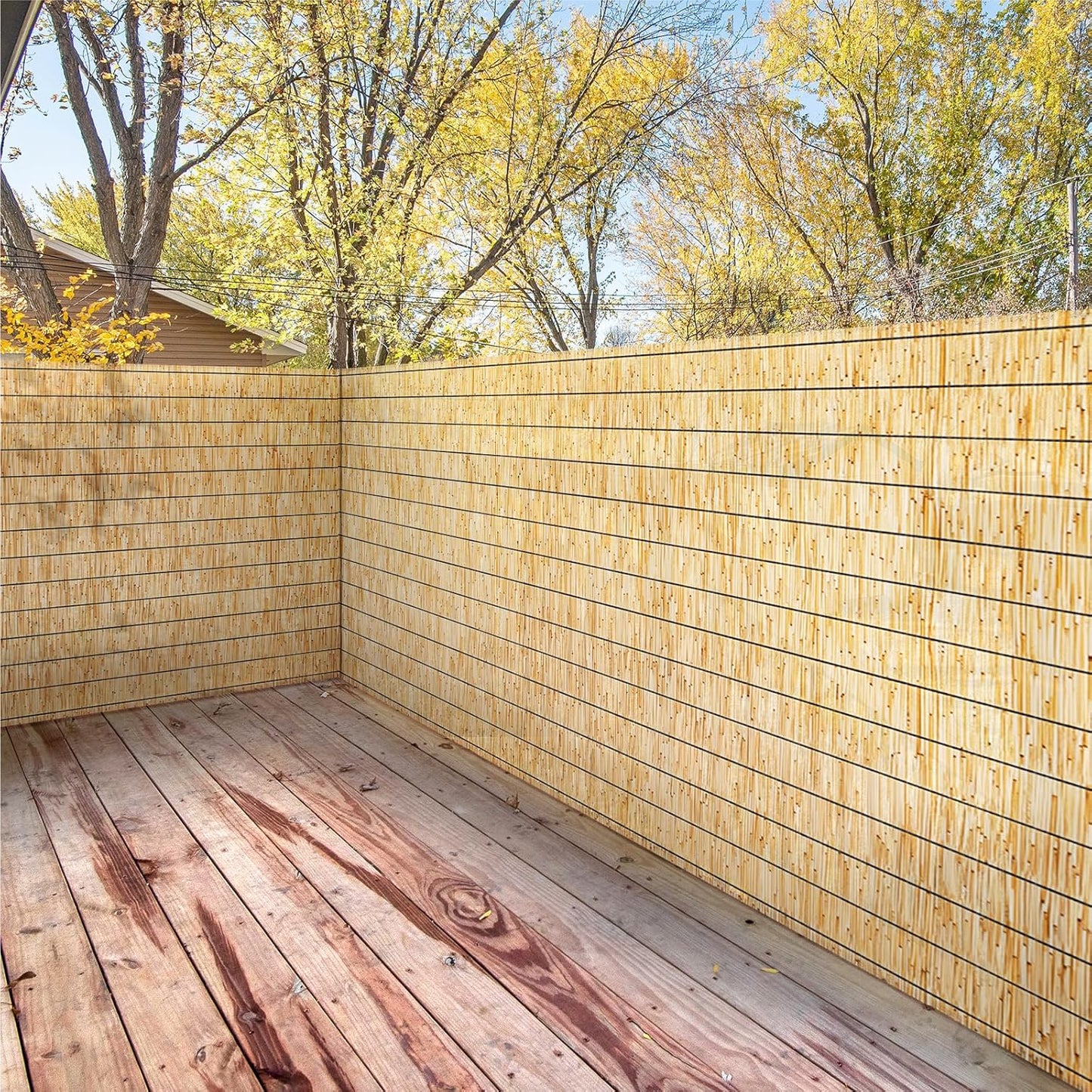 Natural Reed Fencing Rolls,6FT X 16.4FT Reed Screen Curtain Fence Covering Privacy Bamboo for Outdoor Backyard Patio(Yellow)