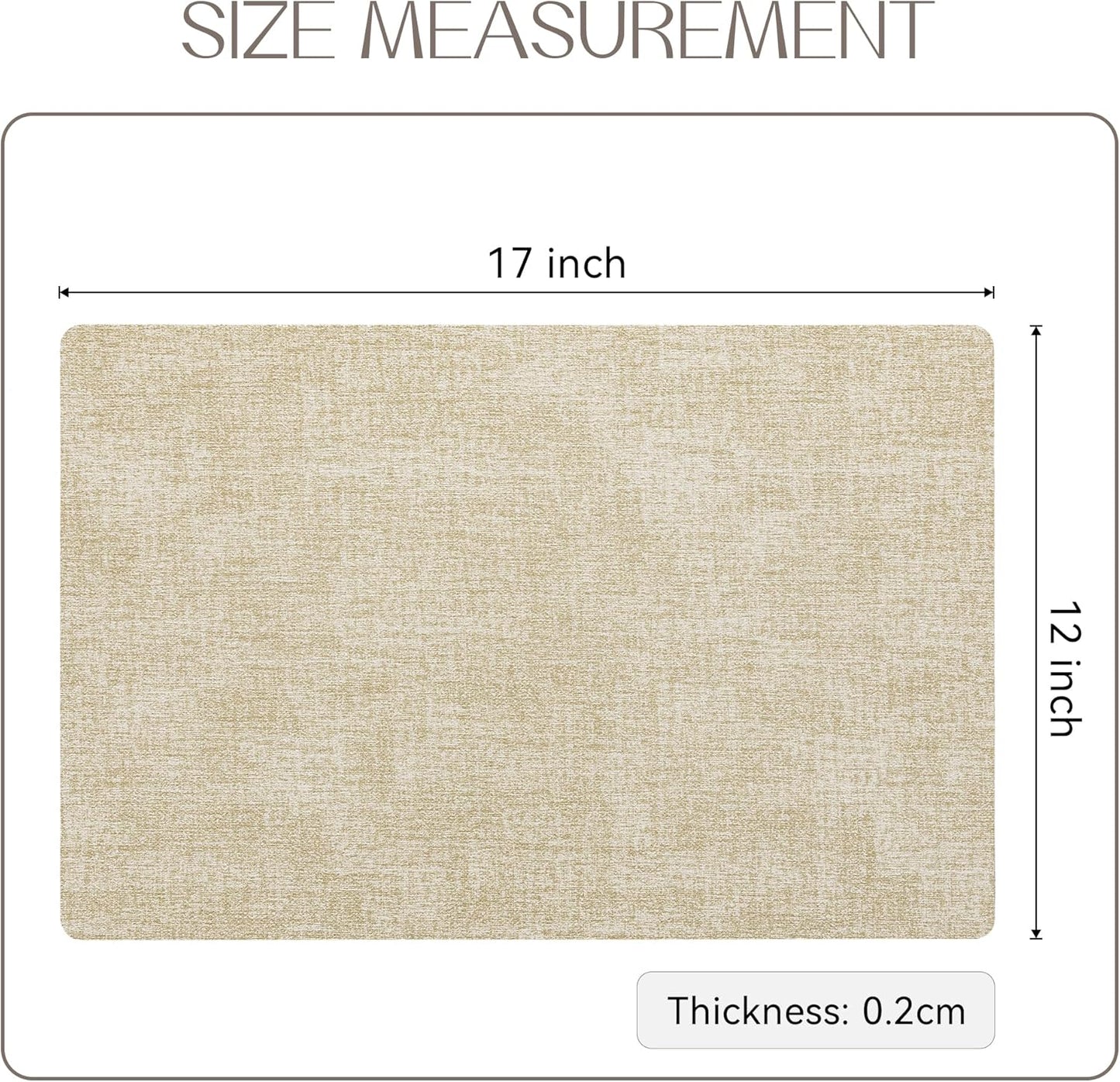 Romanstile Vinyl Placemats Set of 6-12 X 18 Inch - Heat Resistant Place Mats 100% Waterproof Oilproof Wipeable Reversible Faux Leather Table Mats for Kitchen/Dining/Party/Outdoor, Beige