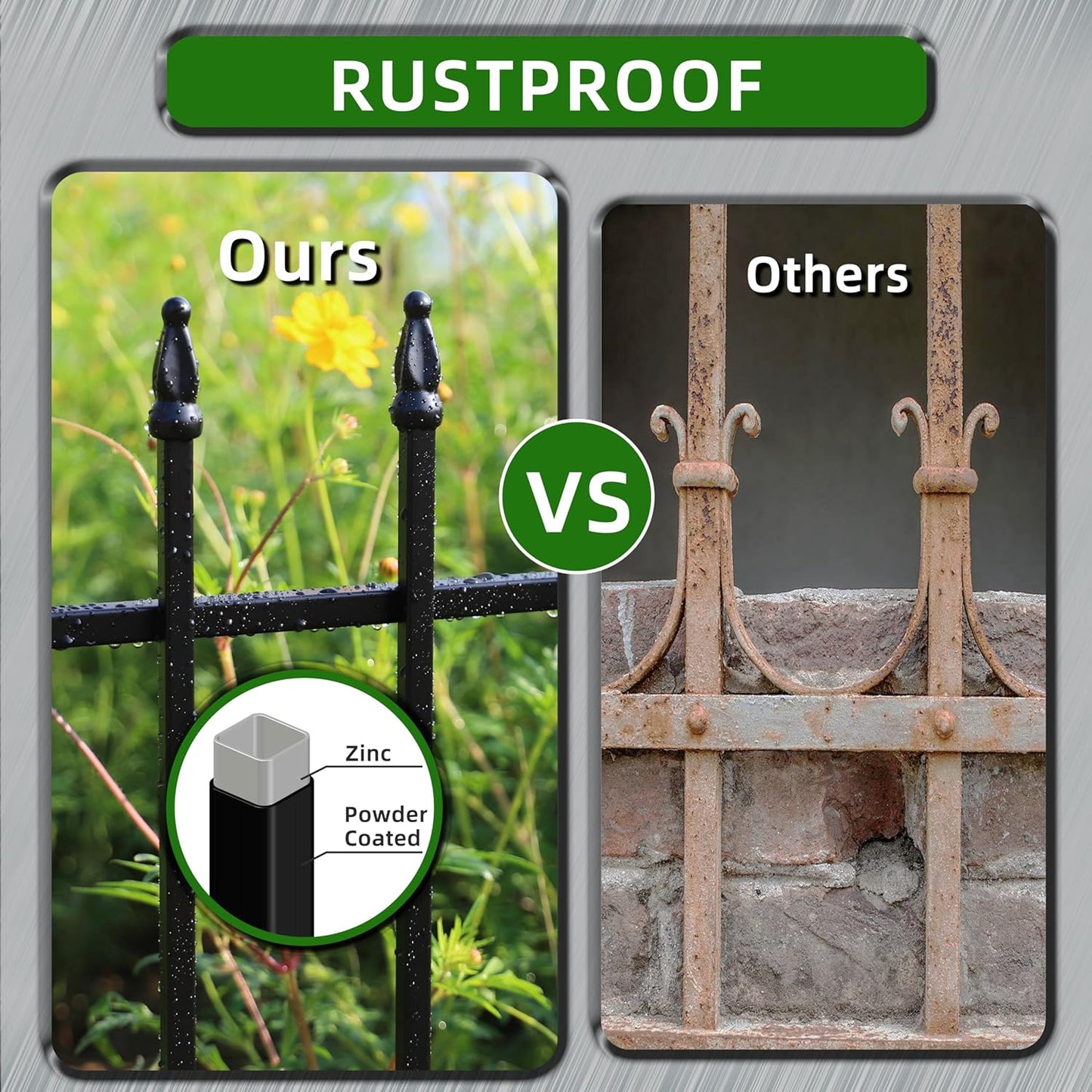 Decorative Metal Garden Fence 24 in H x 16 ft L,8 Panels + 9 Stakes Border Fence Panels Animal Barrier for Dogs, No Dig Garden Fencing for Yard Patio Flower Bed Lawn Outdoor,Black