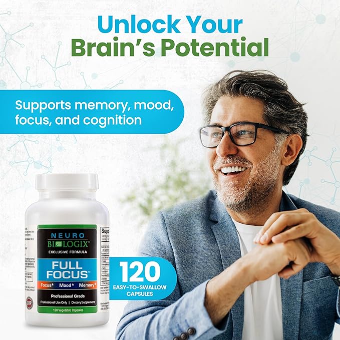 Full Focus™ 120 Capsules – Comprehensive Brain Supplement for Optimal Memory, Focus & Cognition – Brain Support Supplement to Promote Enhanced Mood, Relaxation, Dopamine Balance & More