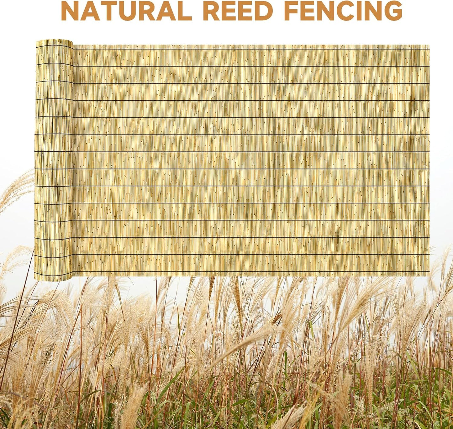 ZNCMRR Bamboo Fencing Decorative Natural Reed Fencing Rolls Bamboo Fence 4 Feet High Privacy Screen Curtains for Balcony Patio Backyard Garden Outdoor 4FT X 16.4FT(Yellow)