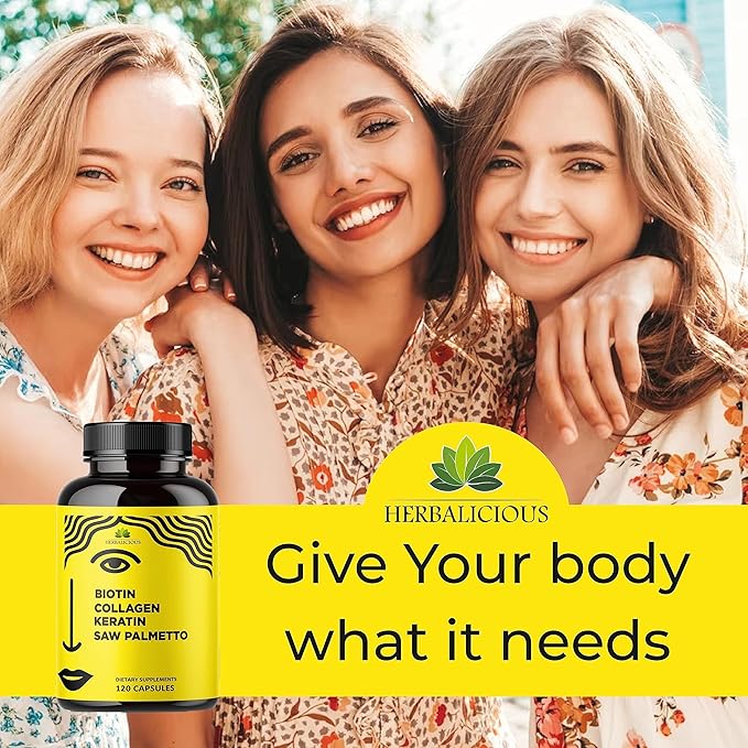 Biotin Vitamins with Collagen, Keratin & 10000 mcg 120 Capsules