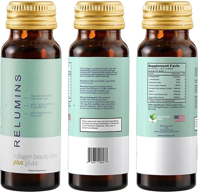 Relumins Advance Rejuvenating Collagen Beauty Drink CoQ10, EGCG, 50mL Drinks 2 Packs