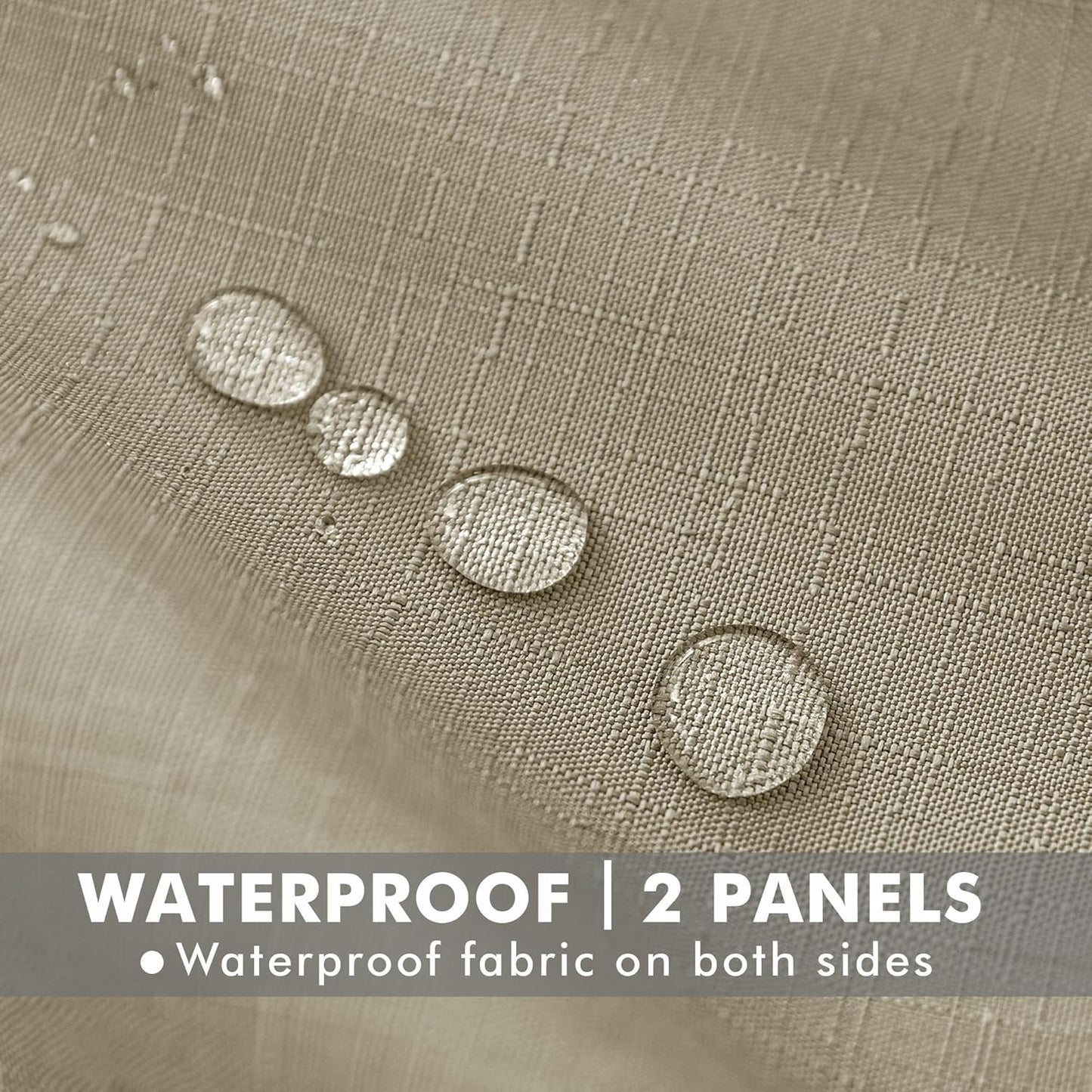 HolidayIdeas 4 Panels Linen Outdoor Curtains for Patio Waterproof Taupe Outside Curtains 110"x120"-Indoor/Outdoor Gazebo Wide Curtains Weatherproof, Privacy for Pergola, Porch, Cabana, Deck, Sunroom