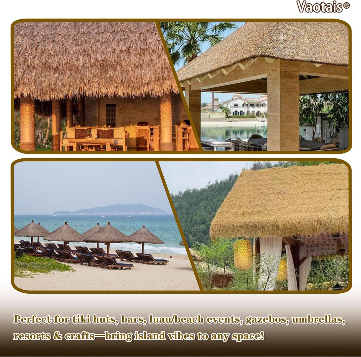 Realistic Synthetic Thatch Roll Sun-Bleached Yellow - 18 & 30 Inch Widths - Reinforced Weave for Mexican Palapa, Tiki Bars, Hawaiian Parties & Patio Decor (30 Inch Width x 4 Feet Length)