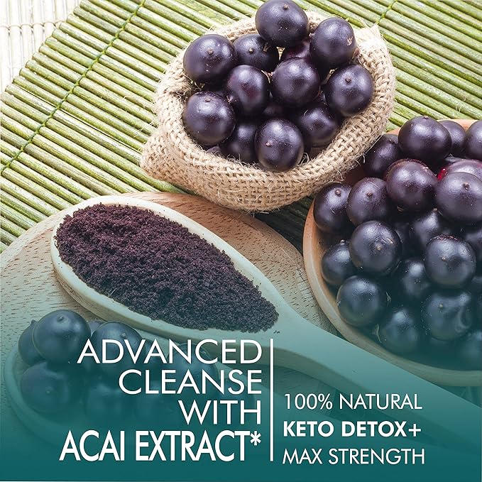 Advanced Keto Colon Cleanser & Detox for Weight Loss - Aids Healthy Colon Function & Eliminate Toxins - Pure Ketogenic Colon Detox Pills with Acai Berry Extract for Men & Women - 60 Capsules