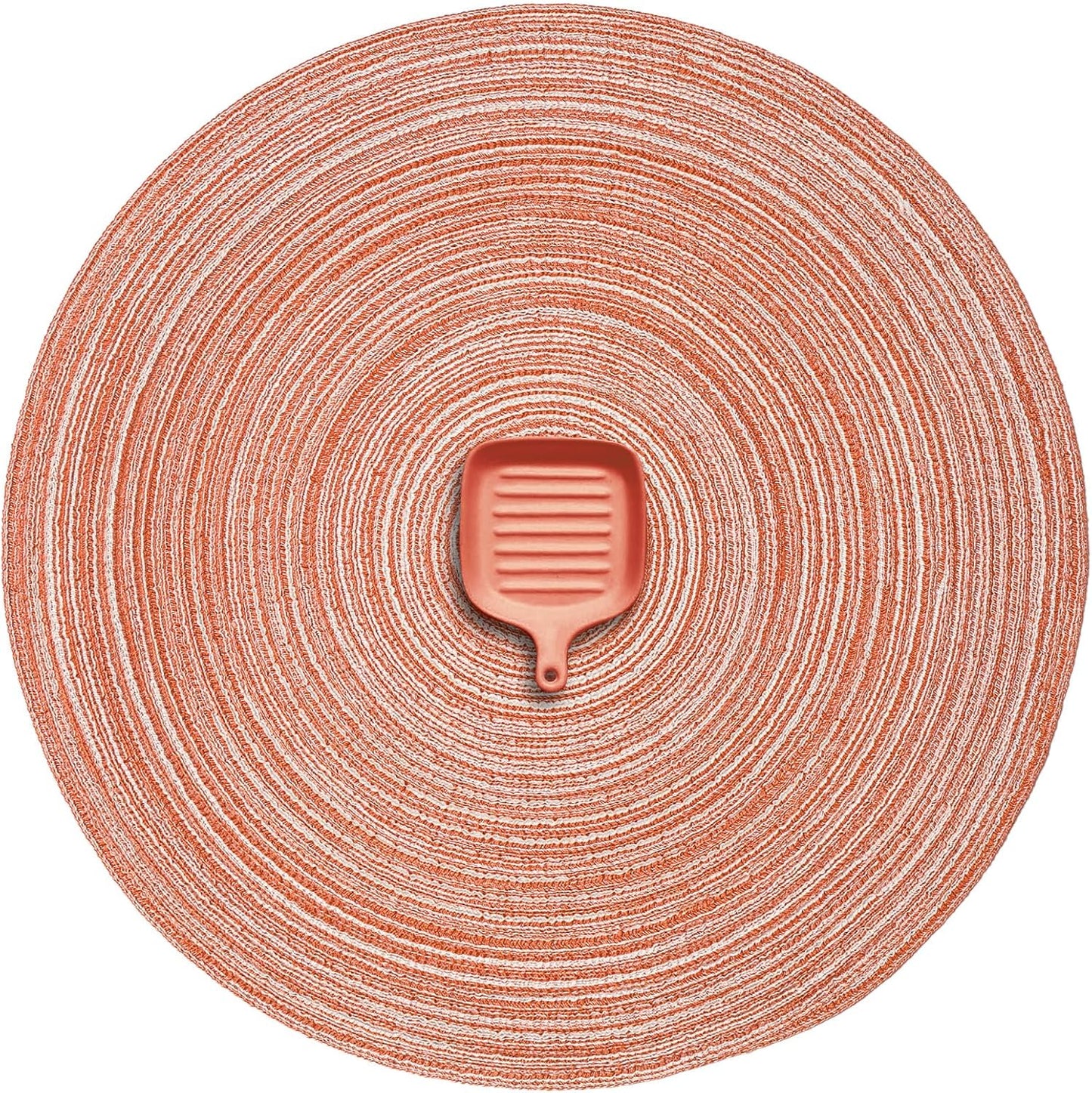 AHHFSMEI Round Braided Placemats Set of 6 Round Table Mats for Dining Tables Natural Woven Heat Resistant Place mats 15 Inch (Light Orange)