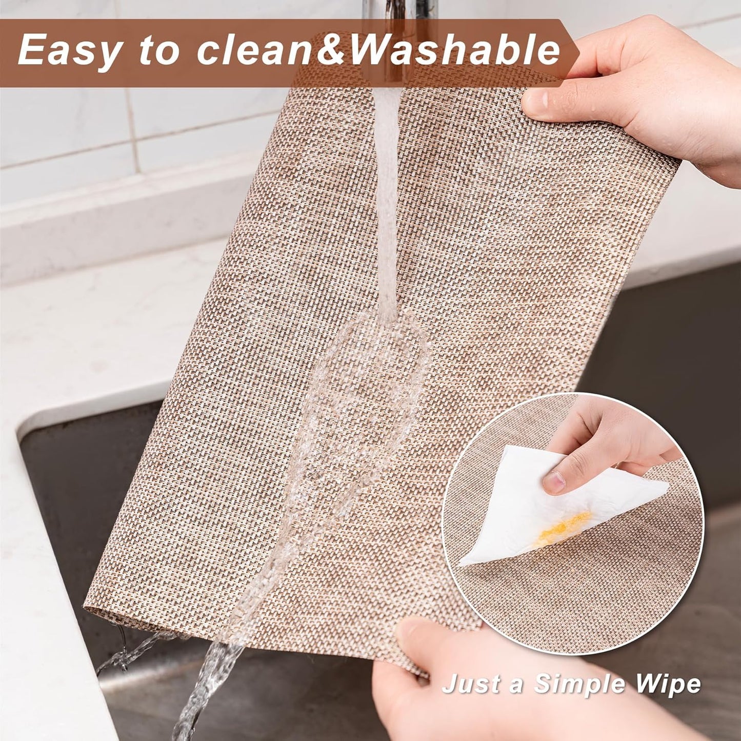 CADONO Placemats Set of 4 Washable Indoor/Outdoor Vinyl Place Mats for Dining Table Durable Non-Slip Heat Resistant PVC Weave Table Mats(Gray)