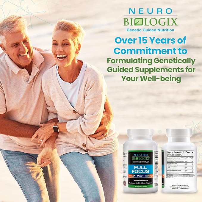 Full Focus™ 120 Capsules – Comprehensive Brain Supplement for Optimal Memory, Focus & Cognition – Brain Support Supplement to Promote Enhanced Mood, Relaxation, Dopamine Balance & More