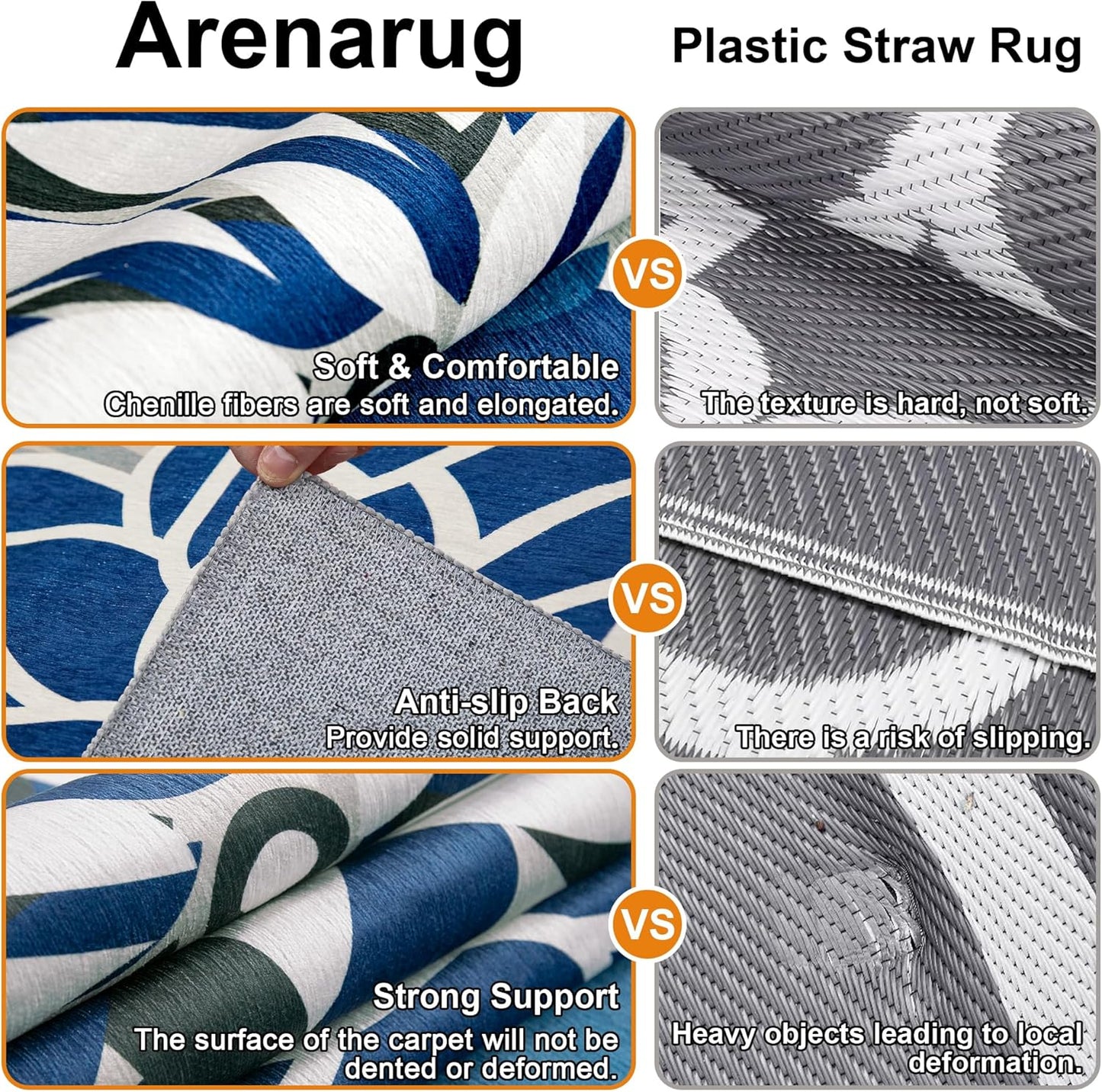 Indoor Outdoor Area Rug Washable Multicolored Patio Rug Tropical Botanical Modern Floral Indoor Outdoor Carpet Blue White Rug Non Slip for Patio, Deck, Backyard, Porch (9x12)