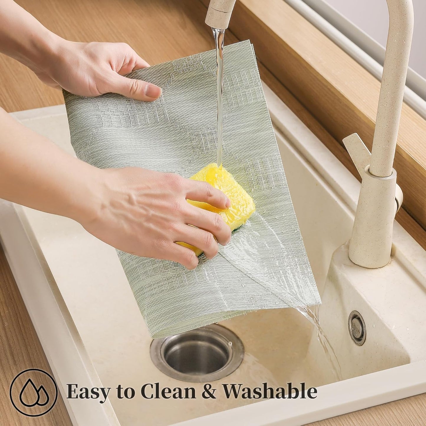 Leetaltree Mint Cream Placemats Set of 8 - Heat Resistant Non-Slip Place mats for Dining Table, Washable Durable PVC Vinyl Woven Table Mats(Mint Cream, 8)