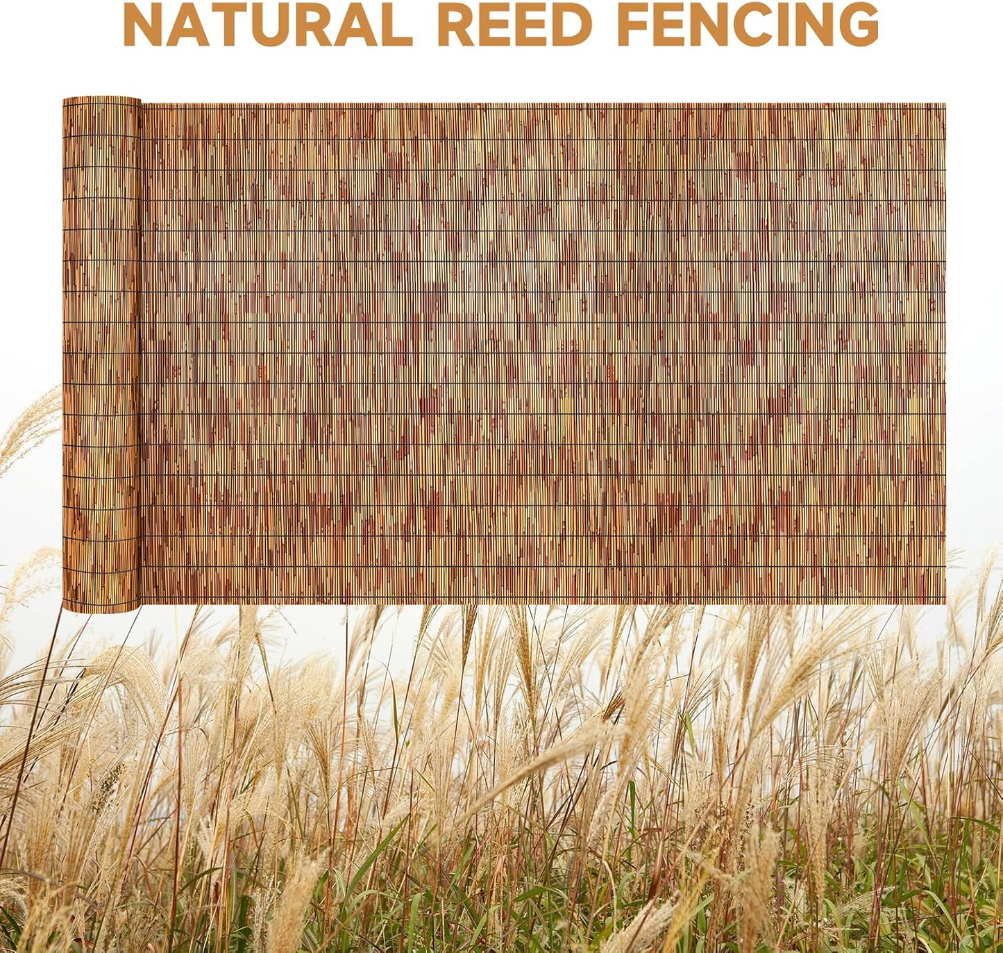 ZNCMRR Reed Fencing Rolls Natural Bamboo Fence 5.5 Feet High Privacy Screen Curtains Fence for Balcony Patio Garden Backyard Shades Outdoor 5.5FT X 16.4FT (Brown)