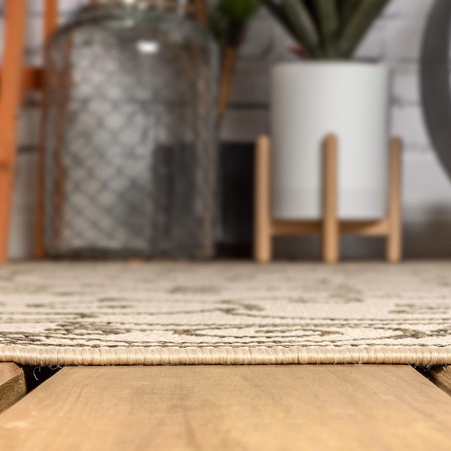 JONATHAN Y Vintage Filigree Indoor Outdoor Octagon Area Rug 5 Ft Beige/Brown, Charleston Textured Weave for Backyard, Patio, Porch, Easy-Cleaning, High Traffic, Pet-Friendly Non-Shedding SMB106A-5TGN