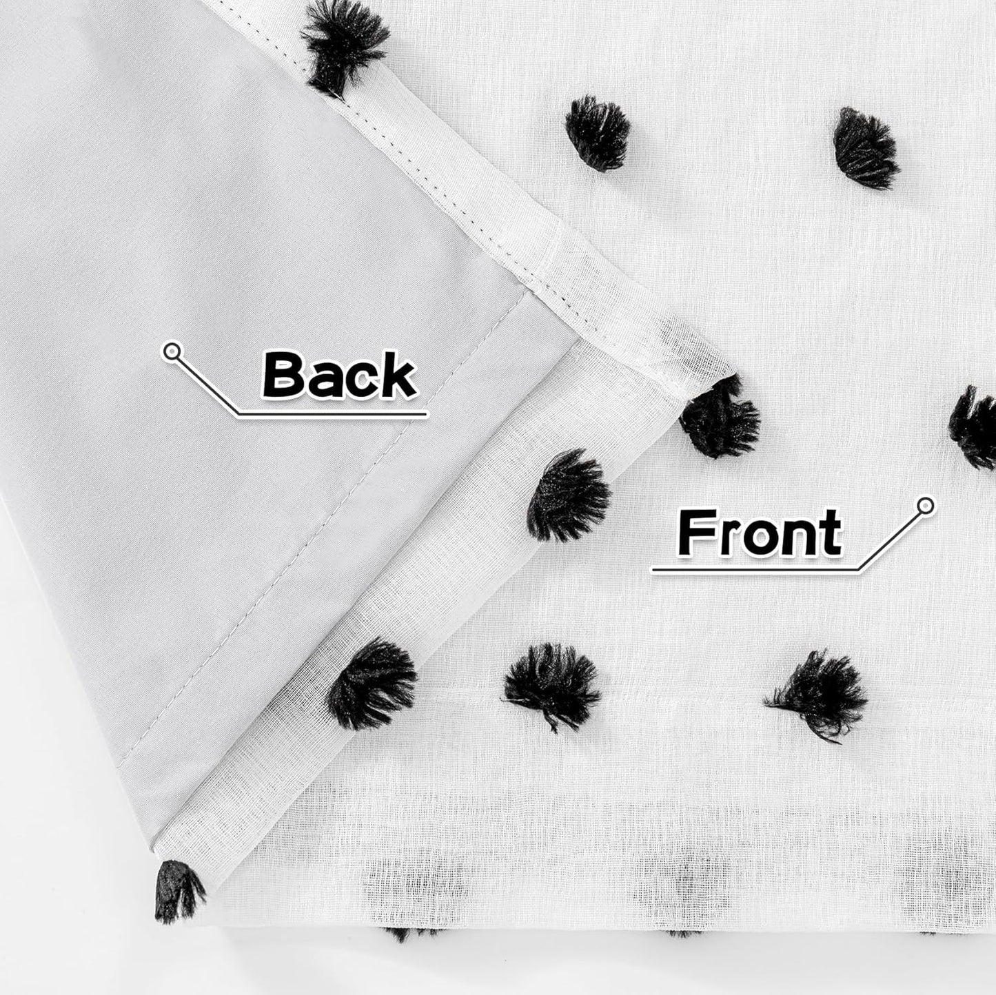 MYSKY HOME Blackout Curtains for Kids Bedroom 100% Light Block Out Thermal Insulated Curtain 63 Inches Grommet Room Darkening Curtains Privacy Window Drapes with Black Pom Pom Sheers,2 PCS, 52" x 63"