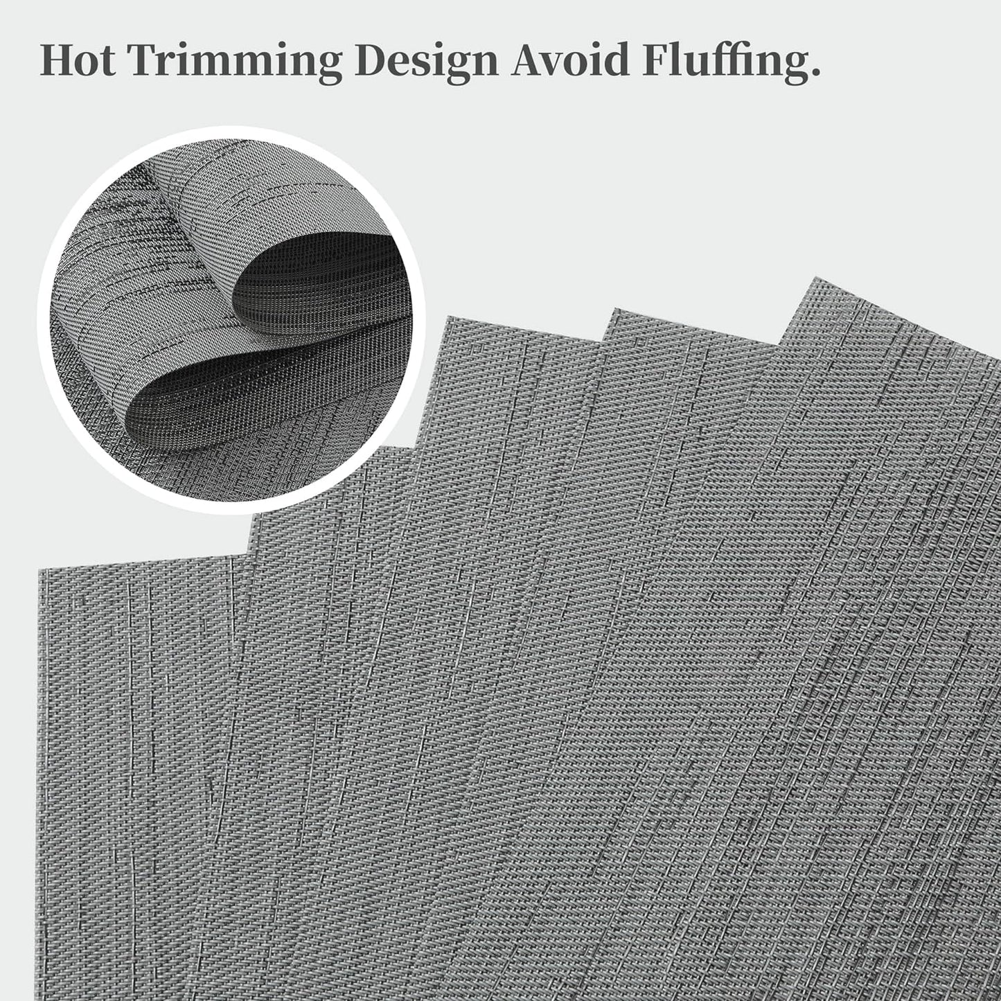 Leetaltree Grey Placemats, Heat Resistant Non-Slip Place mats for Dining Table, Washable Durable PVC Vinyl Woven Table Mats (Set of 20)