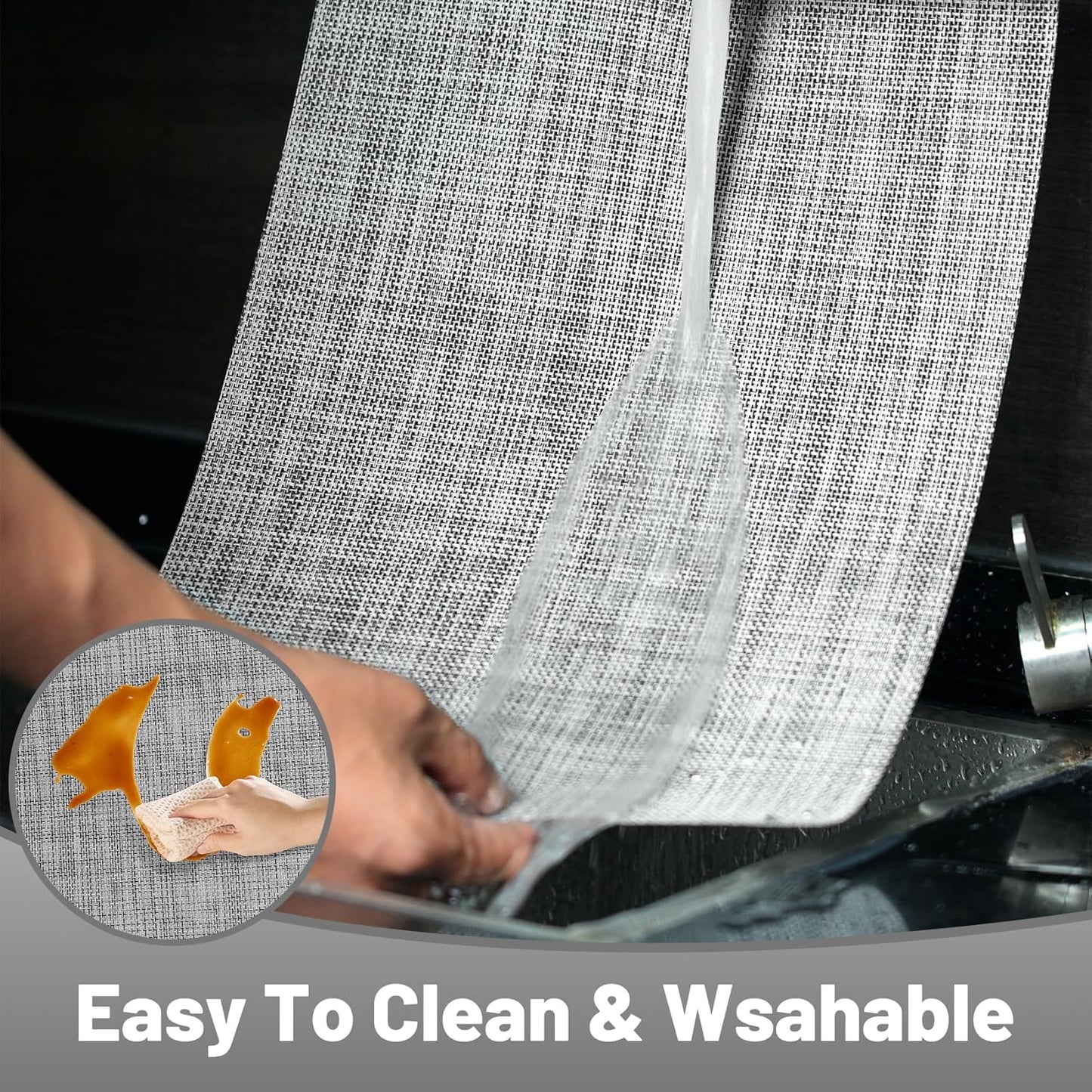 Placemats Set of 6,Non-Slip PVC Weave Table Mats Easy to Clean,Heat Resistant Place Mats for Kitchen Dining Table Decoration Indoor Outdoor,Gray