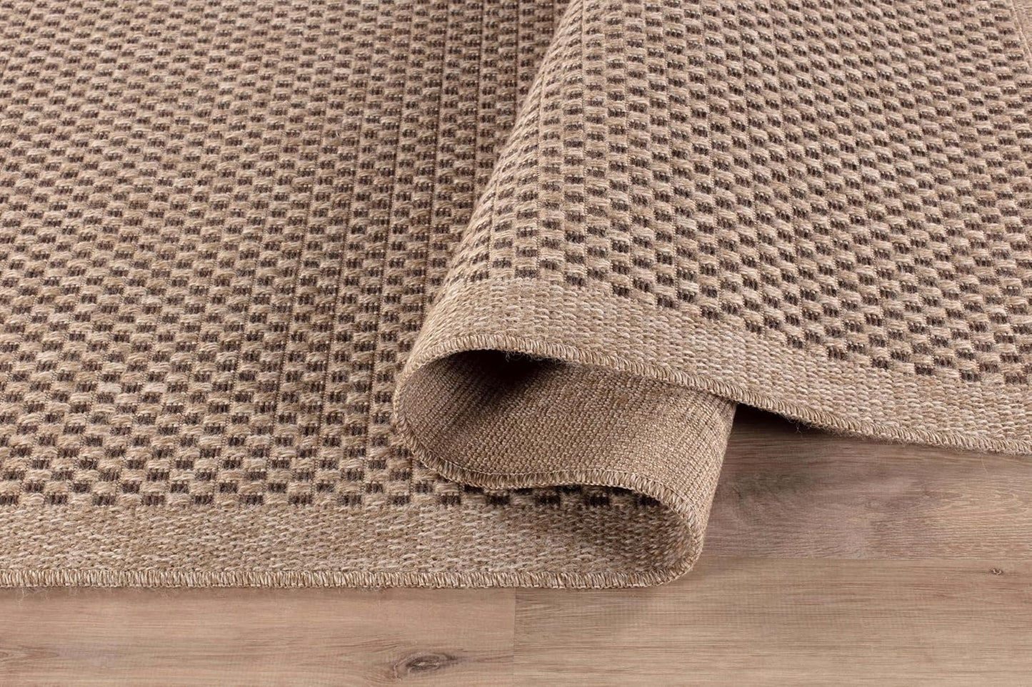 CAMILSON Easy Jute Round Rug 4ft Indoor Outdoor Natural Color Fiber Area Rugs for Living Room Patio and Kitchen Rug, Sisal Boho Woven Design Easy-Cleaning Washable Outside Carpet Alfombras (4 Round)