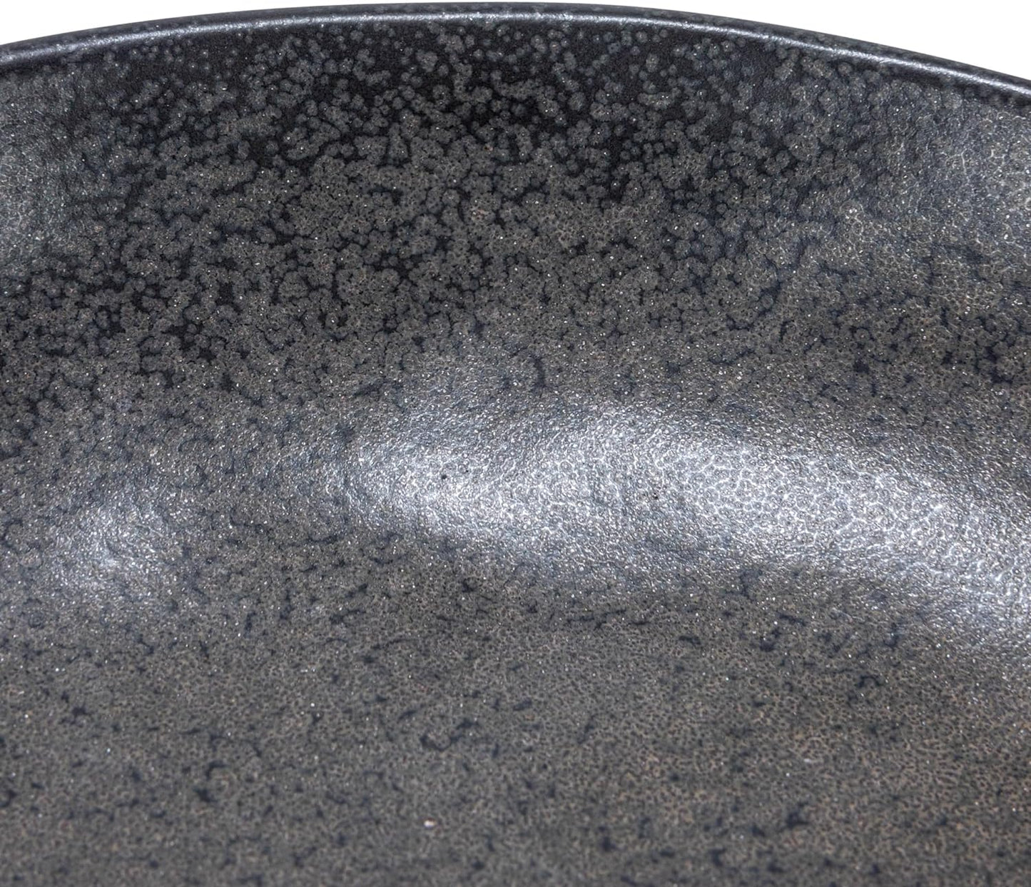 Creative Co-Op Stoneware Bowl with Handle and Base, Black Reactive Glaze
