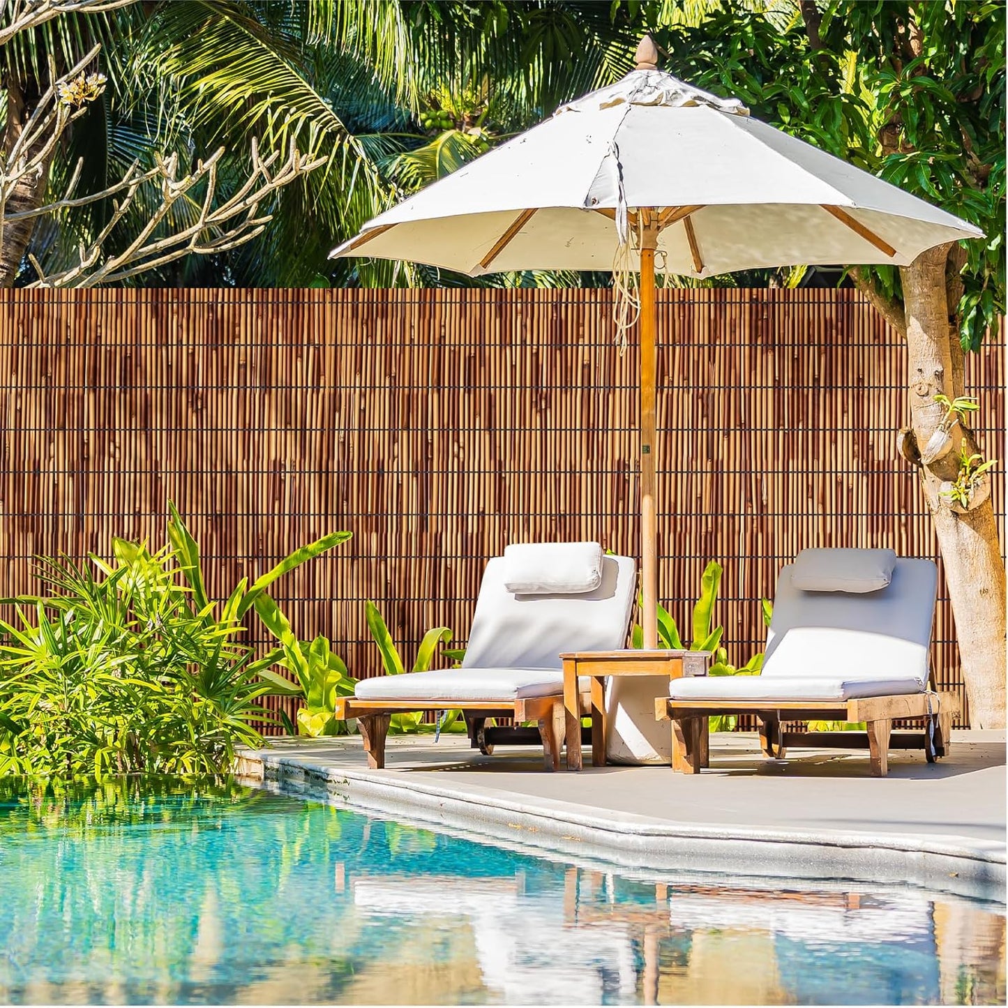 Natural Reed Fencing Rolls,2PACK 4.6FT X 16.4FT Reed Screen Curtain Fence Covering Privacy Bamboo for Outdoor Backyard Patio(Brown)