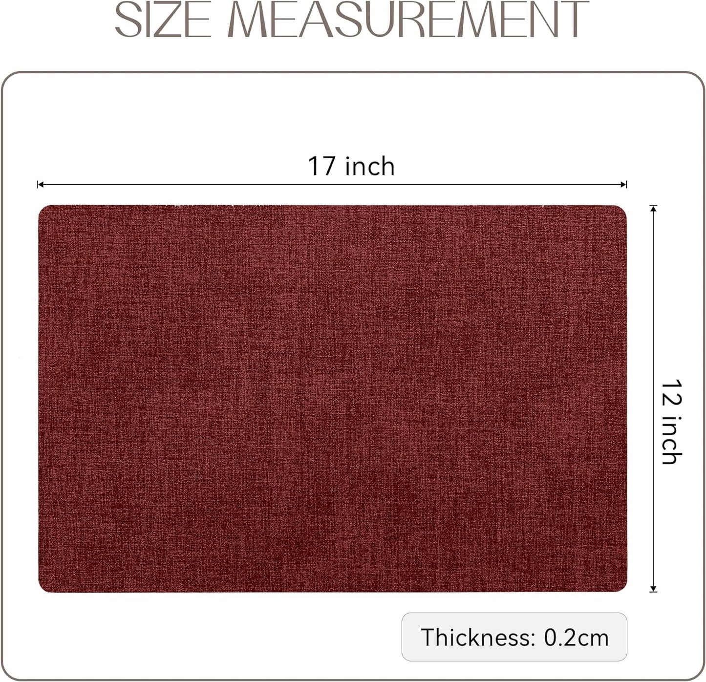 Romanstile Vinyl Placemats Set of 12-12 X 18 Inch - Heat Resistant Place Mats 100% Waterproof Oilproof Wipeable Reversible Faux Leather Table Mats for Kitchen/Dining/Party/Outdoor, Red