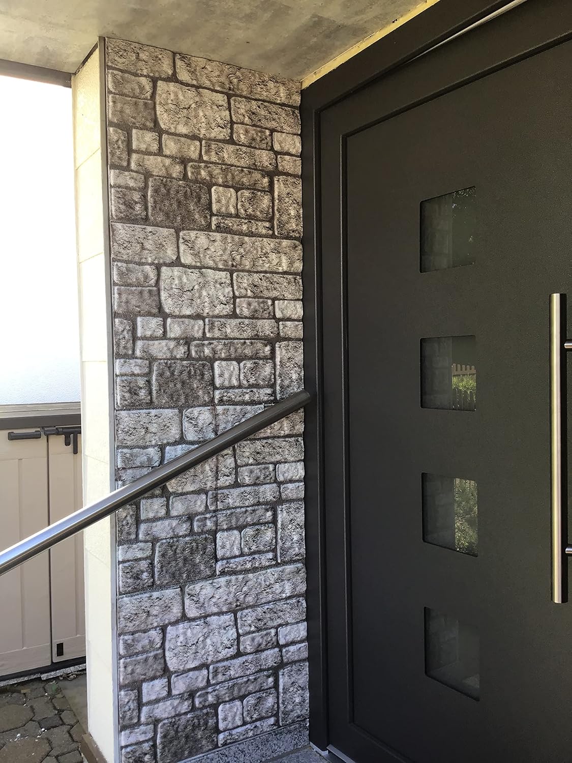 Dundee Deco 3D Wall Panels Faux Brick - Cladding Grey Stone Look Wall Paneling, Styrofoam, Sample, Size 10 x 10 in.