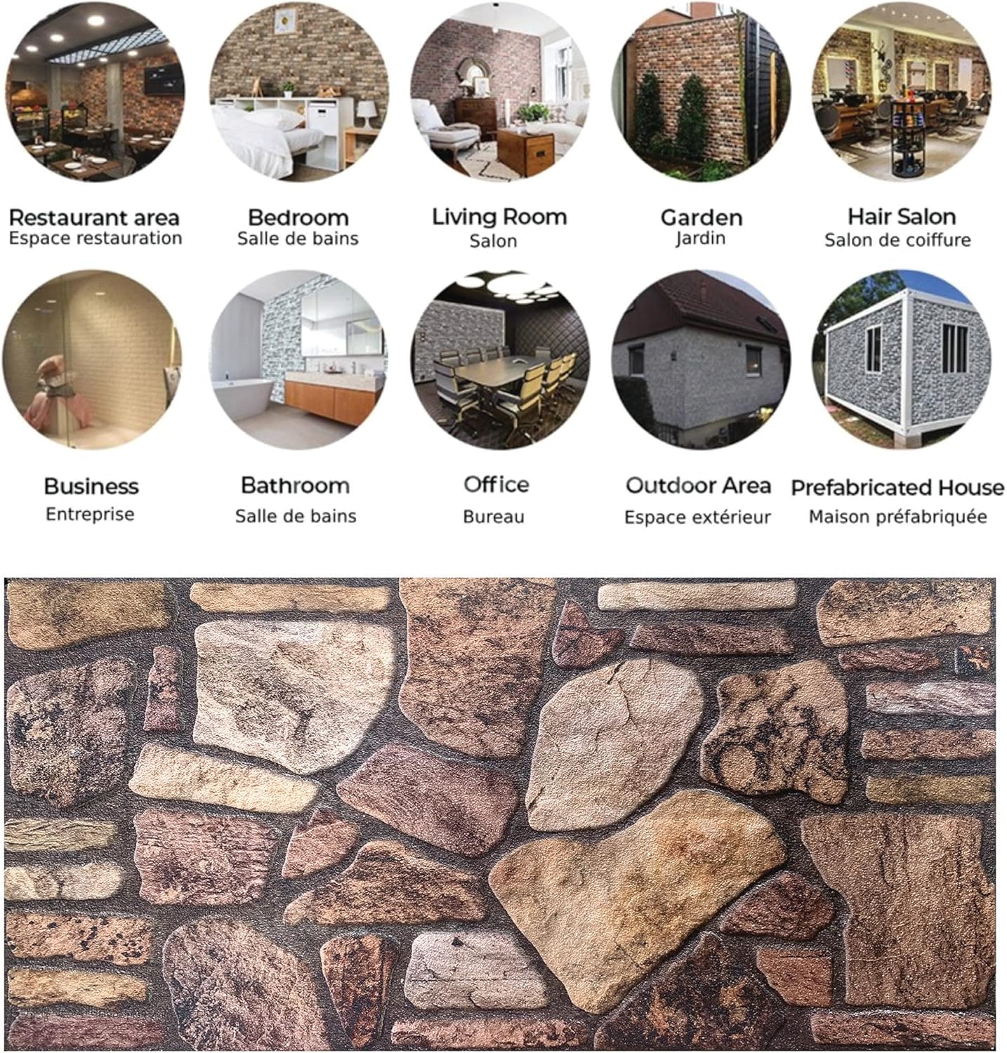 Dundee Deco 3D Wall Panels - Cladding Mahogany Brown Stone Look Wall Paneling, Styrofoam Facing for Interior and Exterior Applications, DIY, Sample, Size 10 x 10 in.