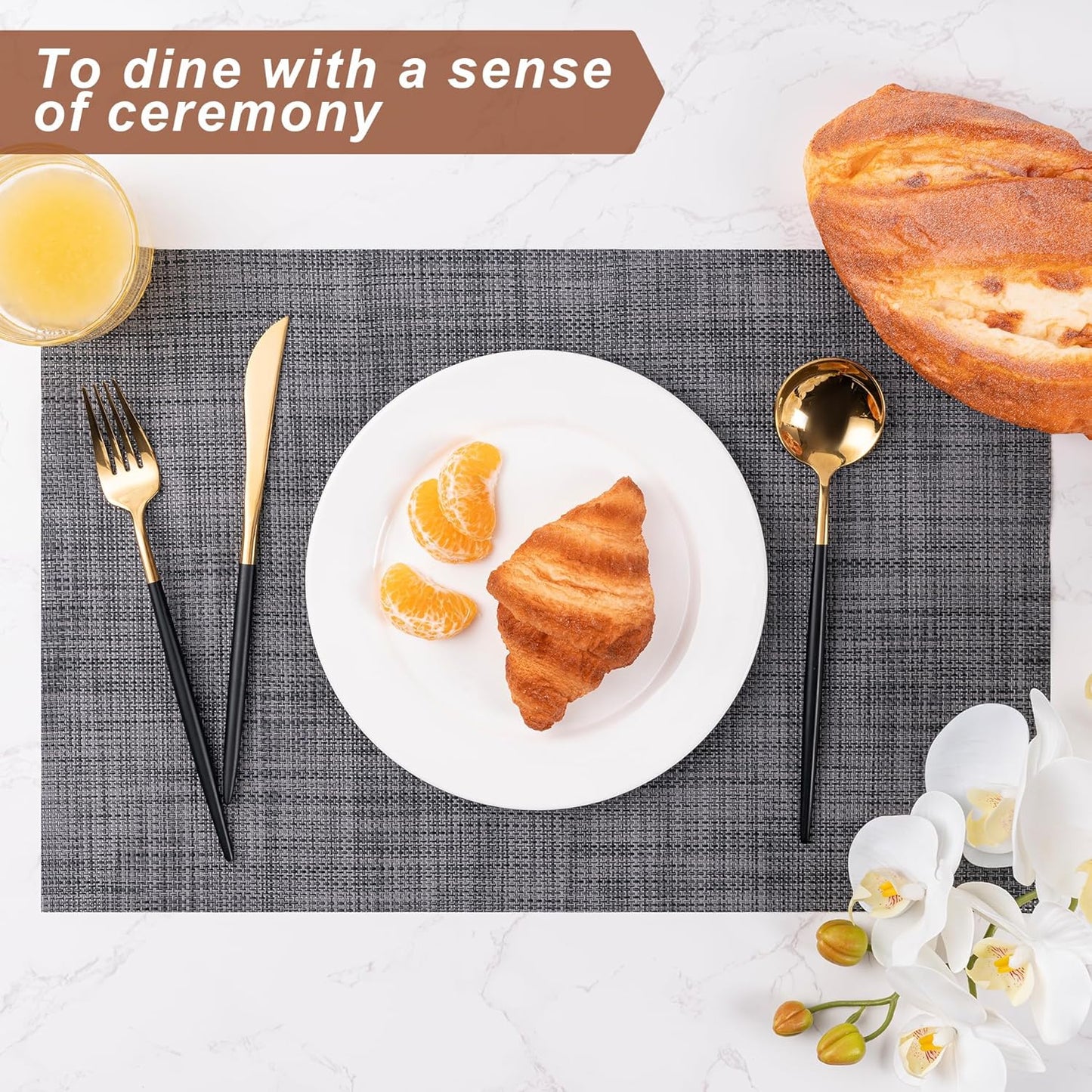 Placemats Set of 6 Washable Indoor/Outdoor Vinyl Place Mats for Dining Table Durable Non-Slip Heat Resistant PVC Weave Table Mats(Beige)