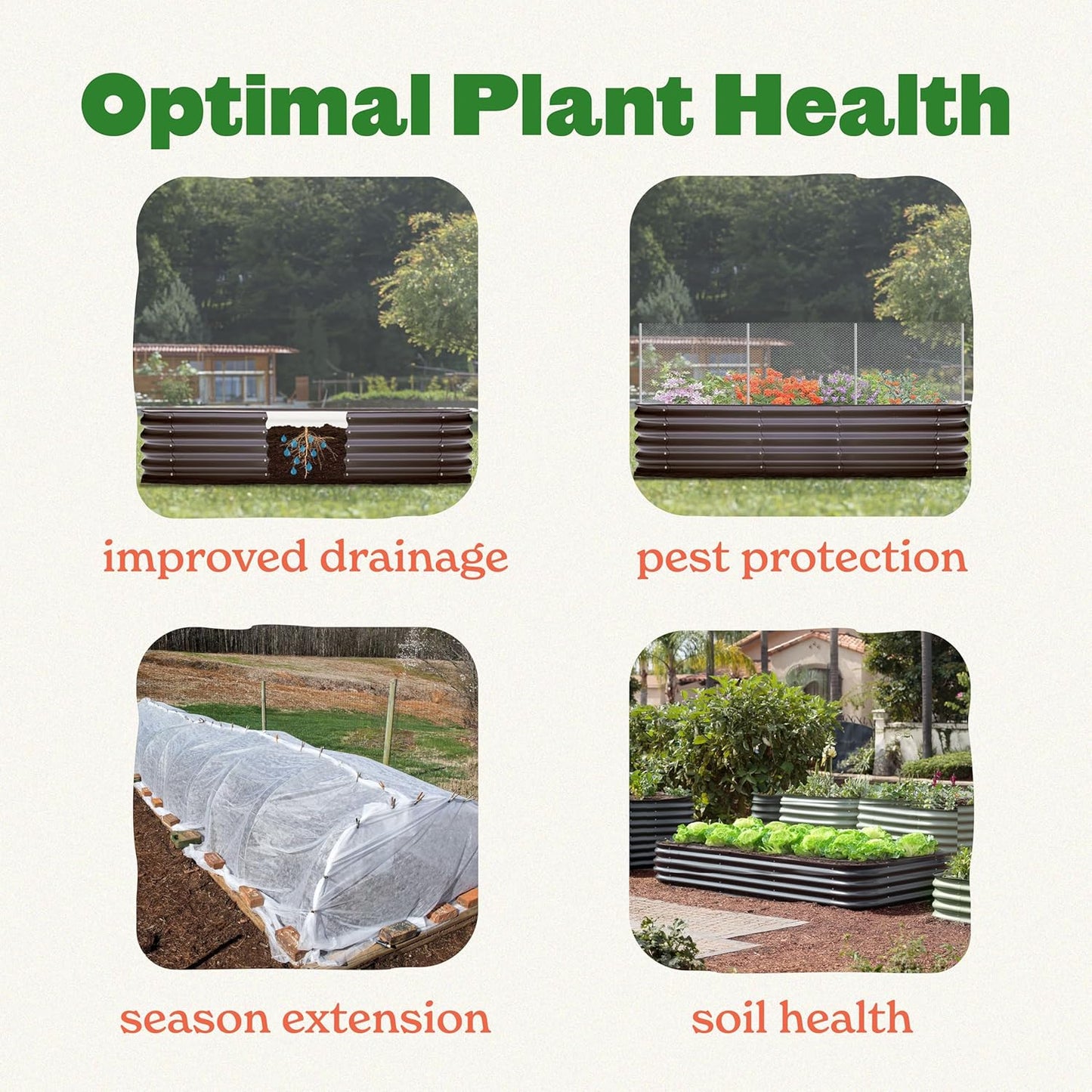 Epic Gardening 5-in-1 Modular Galvanized Raised Garden Bed Kit, 15" Tall Metal Planter Box, Durable Aluzinc Steel Raised Garden Bed Outdoor for Vegetables, Herbs, Flowers & Fruits - Round - Light Clay