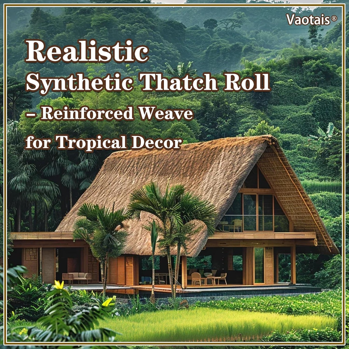 Realistic Synthetic Thatch Roll Sun-Bleached Yellow - 18 & 30 Inch Widths - Reinforced Weave for Mexican Palapa, Tiki Bars, Hawaiian Parties & Patio Decor (30 Inch Width x 15 Feet Length)