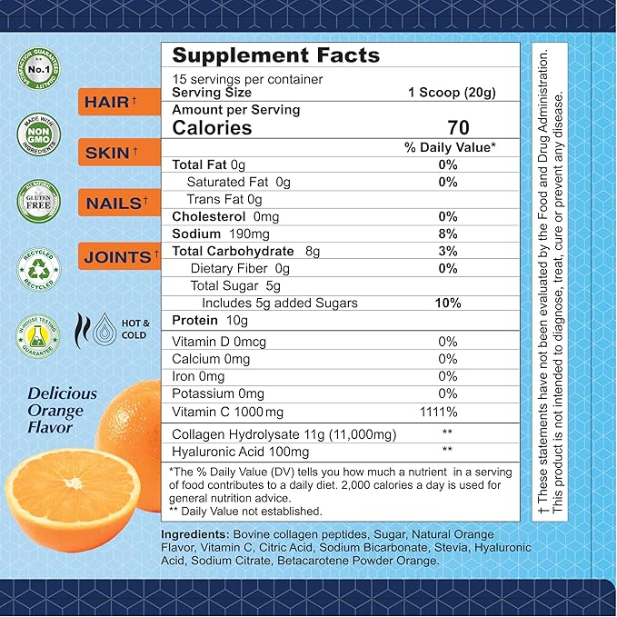 ALFA VITAMINS CollagenC Hydrolysate Peptides Powder 1,000mg Vitamin -11 OZ