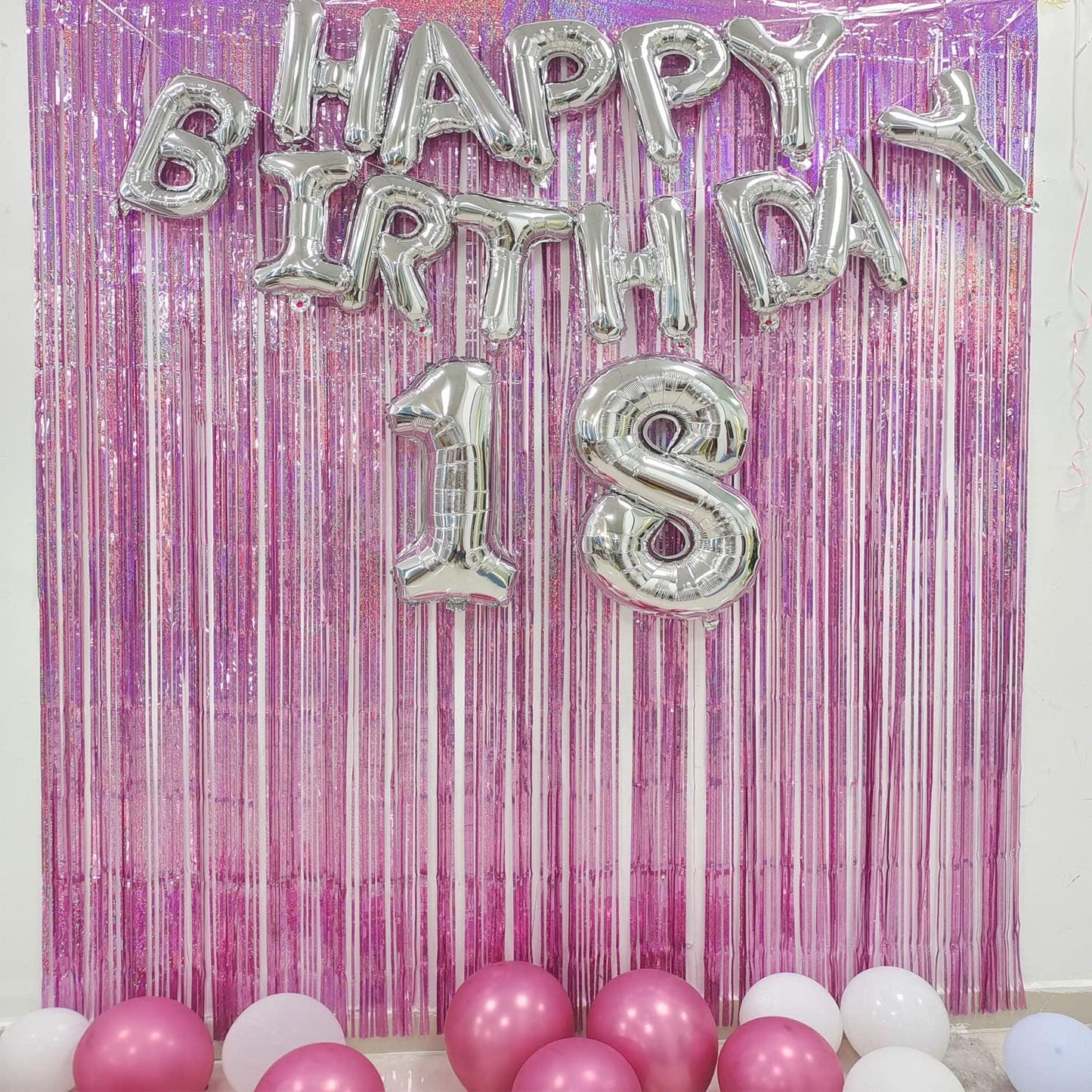 BRAVESHINE Pink Streamers Tinsel Foil Fringe Curtains - 2Pcs 3.2x8.2ft Metallic Photo Booths Backdrop for Girl/Princess/Birthday/Bridal Shower/Engagement/Bachelorette/Boo/Halloween Party Decorations