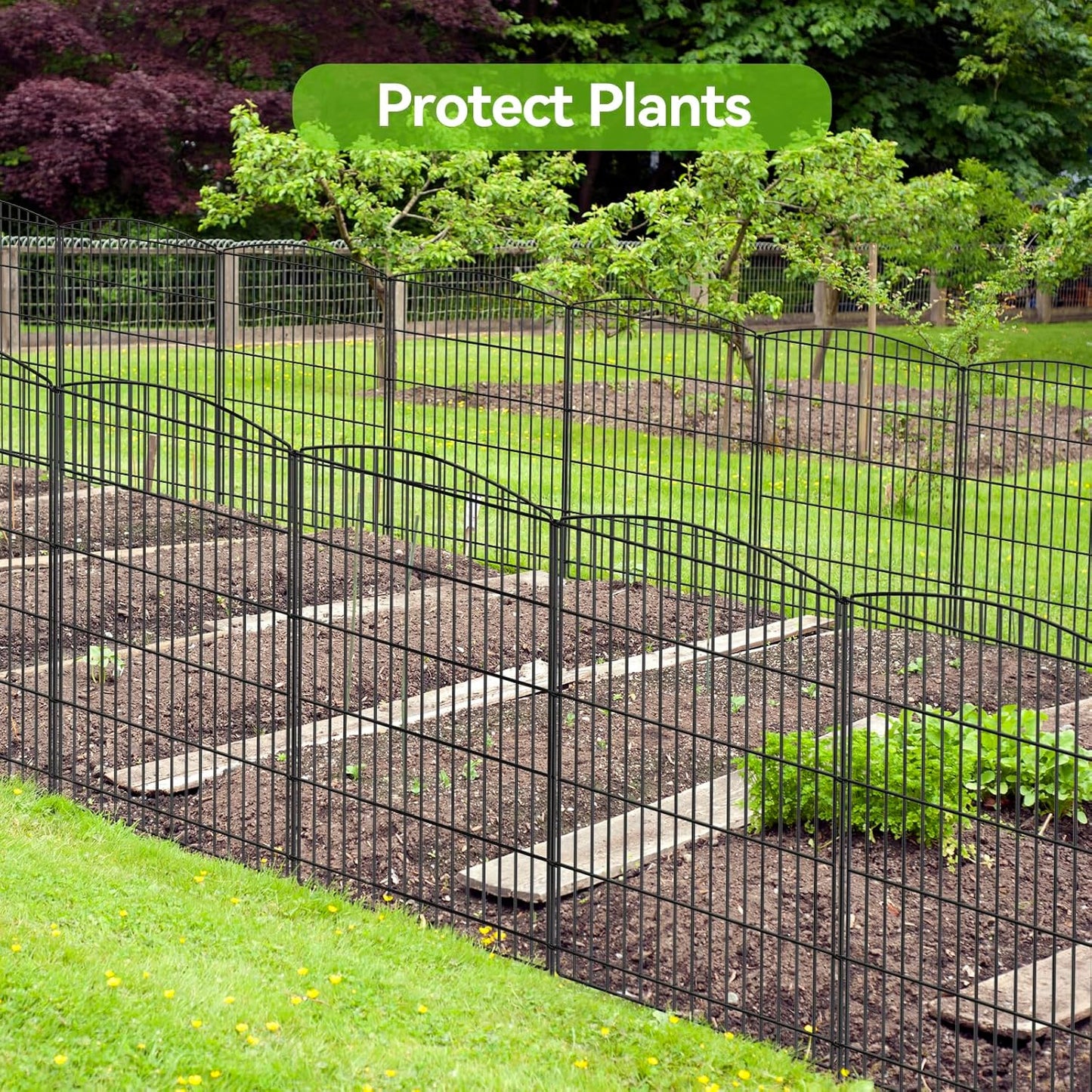INJOPEXI Decorative Garden Fence 12 Panels 23.6ft (L)×36in (H) Garden Fences with 12 Panels Rustproof Wire No Dig Rabbit Animal Barrier Fencing Rabbit Dog Fence for Yard Patio Outdoor - Without Gate