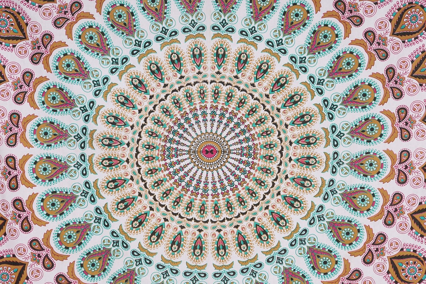 Bless International Handmade Indian hippie Bohemian Psychedelic Peacock Mandala Wall hanging College Dorm Beach Throws Table Cloth Bedding Tapestry (Floral Gold, Poster(30x40Inches)(76x101cms))