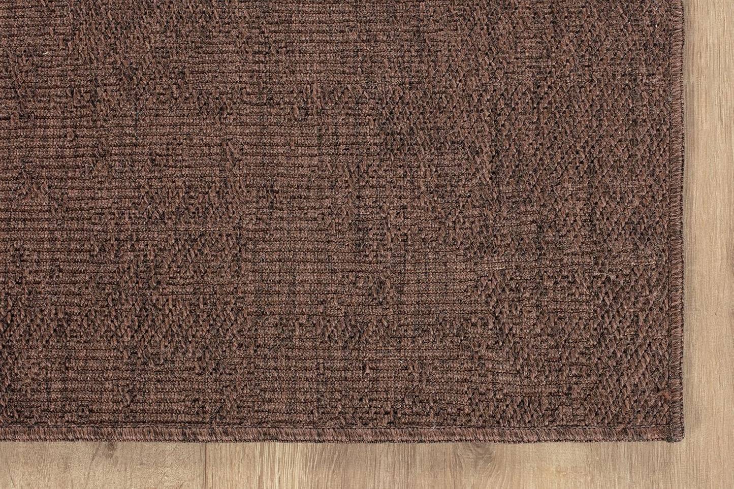 CAMILSON Indoor and Outdoor Runner Rug Brown Solid Boho Woven Design Easy-Cleaning Non Shedding Fiber Living Room Bedroom Garden Patio and Kitchen Washable Outside Carpet Alfombras (2x7)