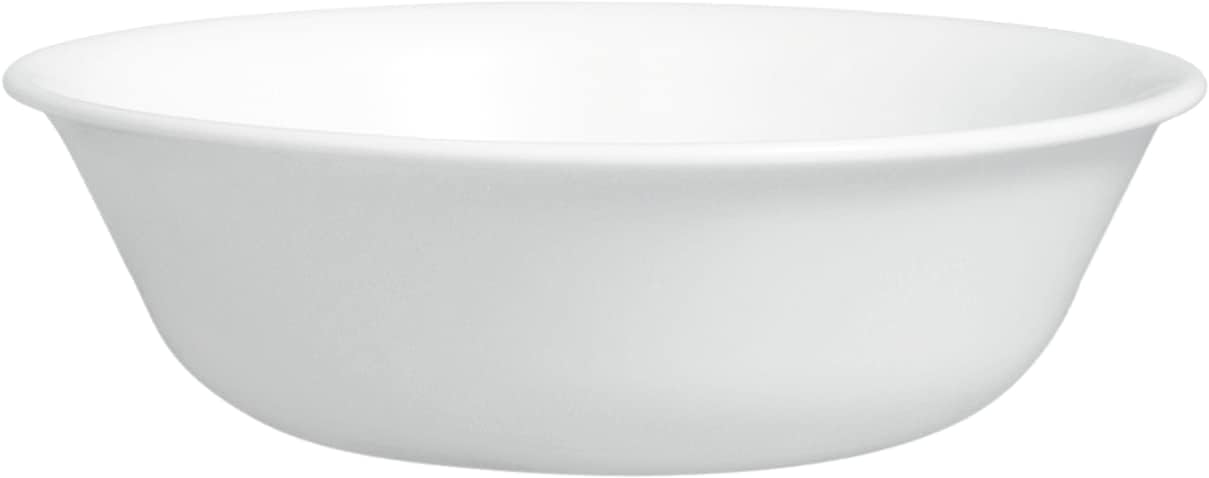 Corelle Vitrelle 4-Pieces 18-Oz Soup/Cereal Bowls Chip & Crack Resistant Glass Dinnerware Set Bowls, Winter Frost White (Pack of 4)