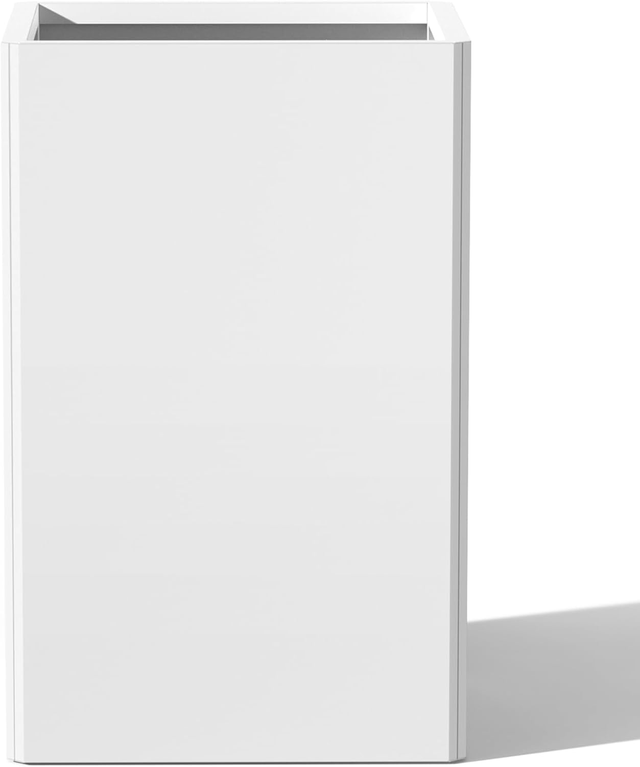 Galvanized Steel Metal Planter, 26 Inch White Square Outdoor Planters with Removable Insert Shelf and Drain Holes, Heavy Duty Flower Pot Modern Commercial Residential for Trees Patio Deck Yard Garden